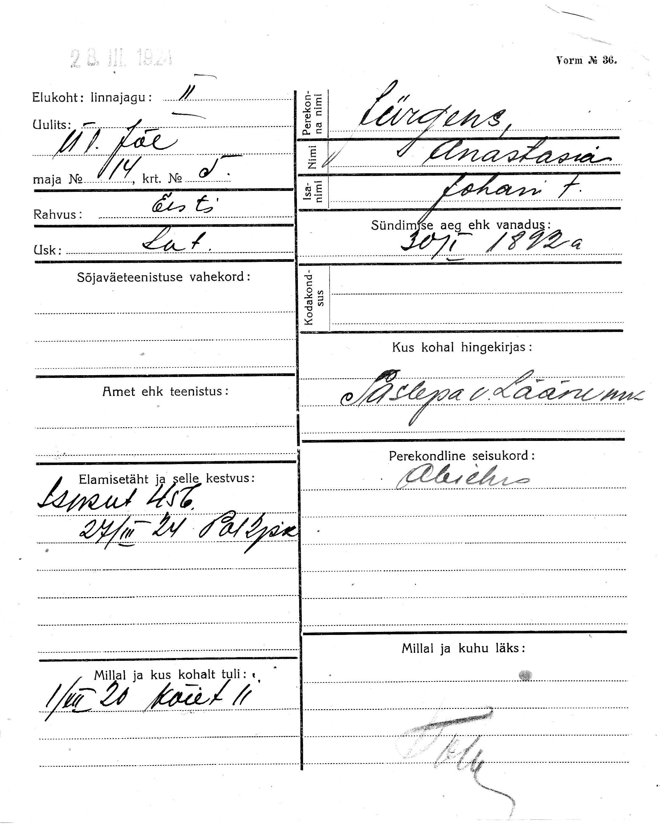 Jürgens, Anastasia, Johan