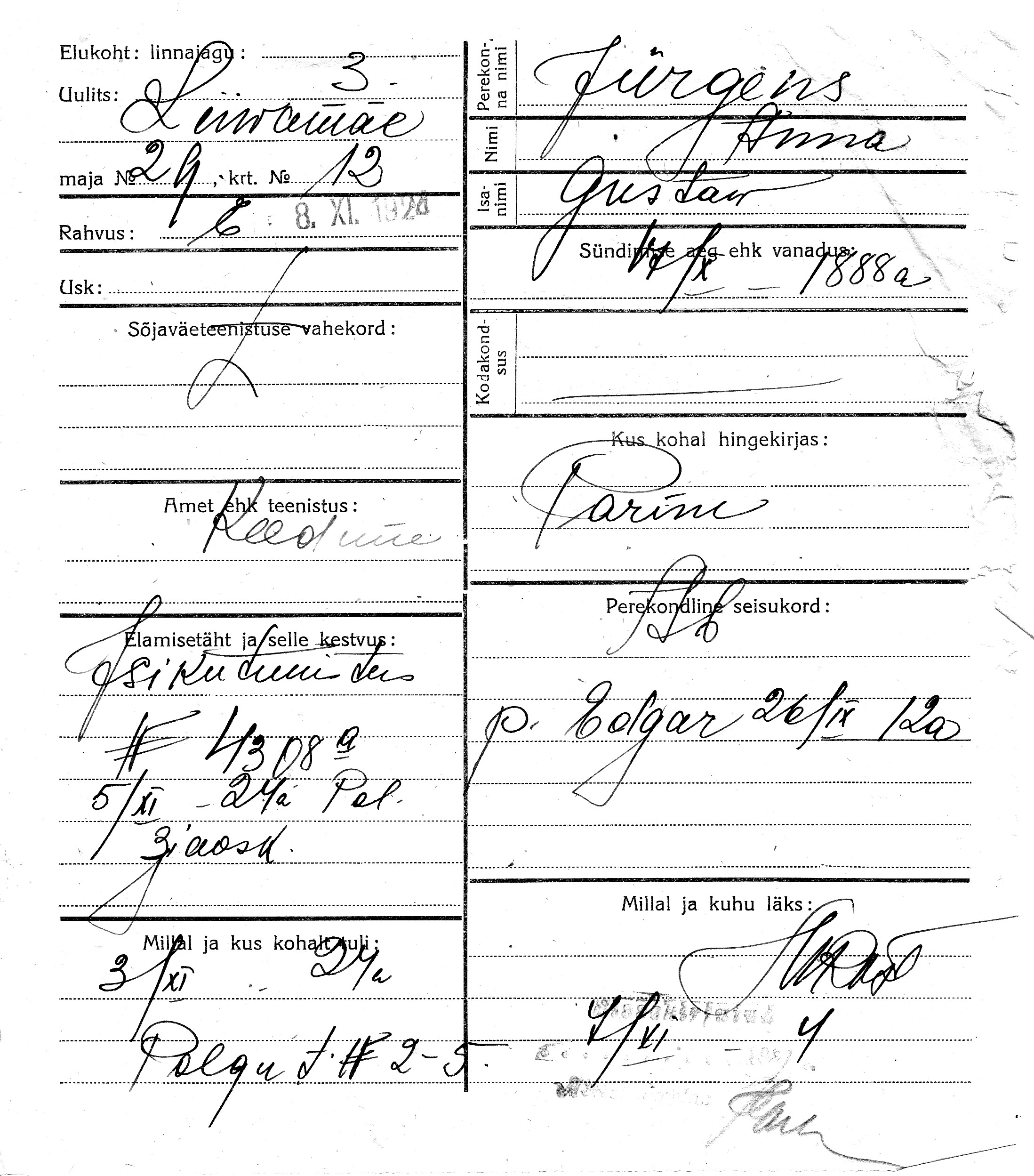 Jürgens, Anna, Gustaw