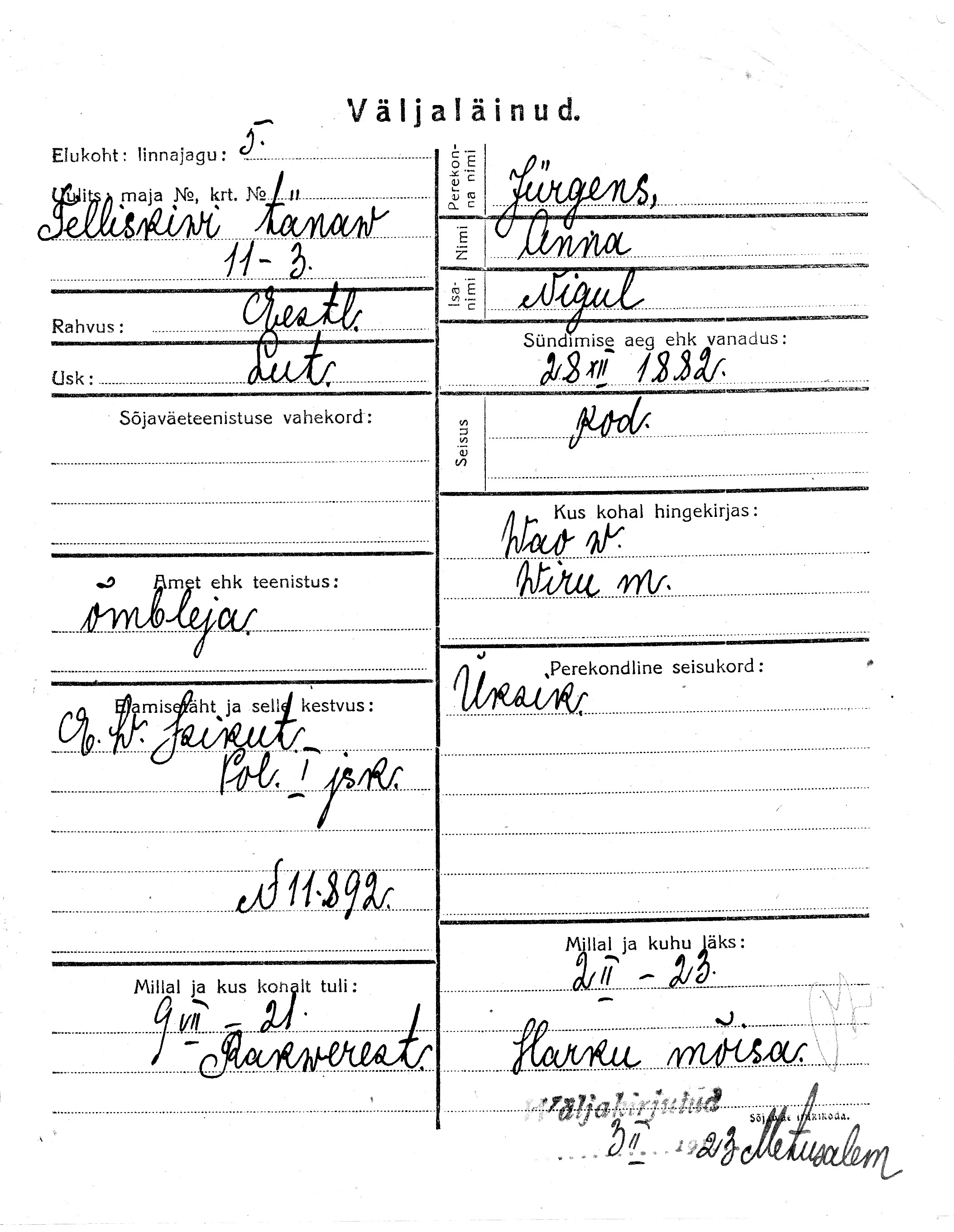 Jürgens, Anna, Nigul