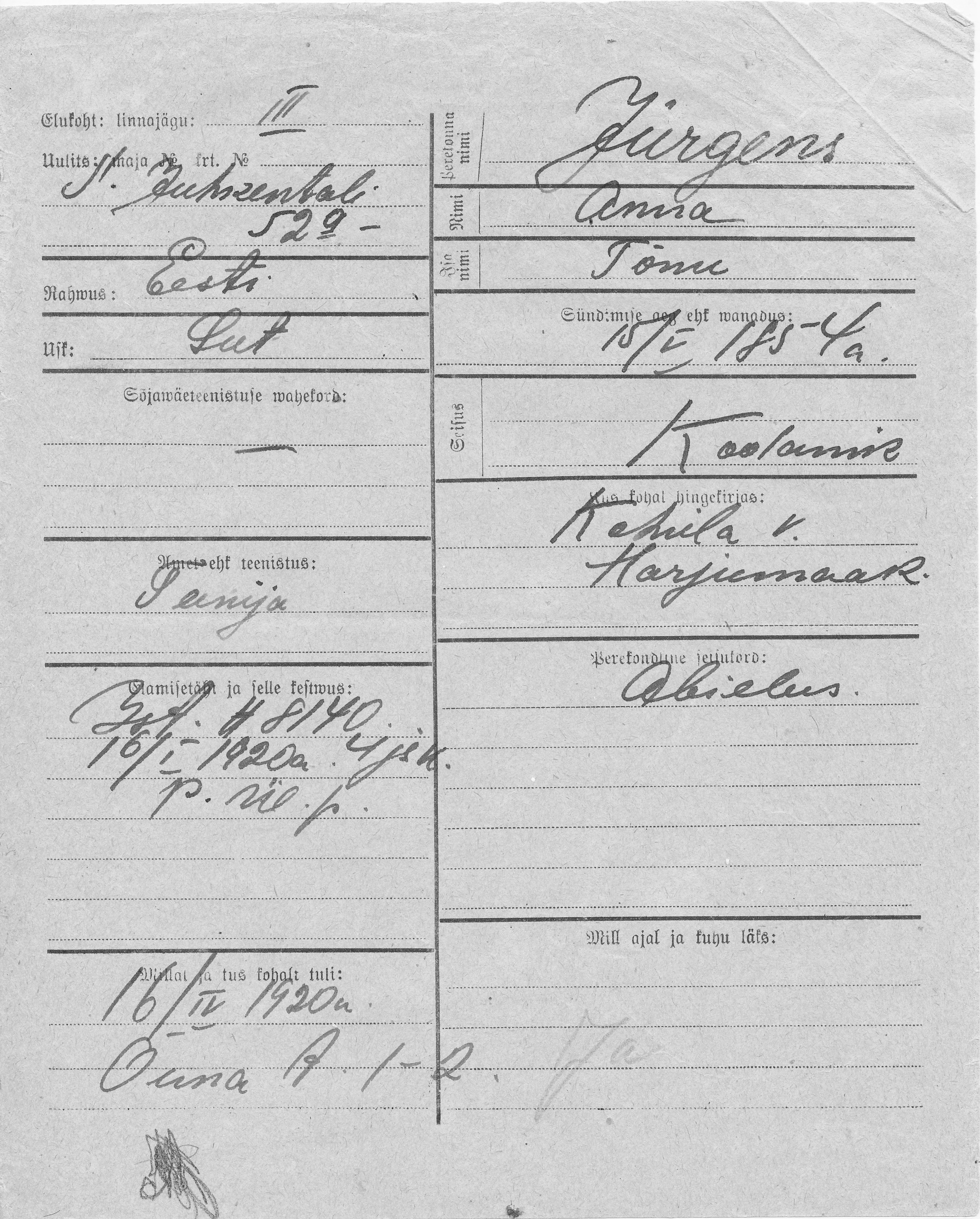 Jürgens, Anna, Tõnu