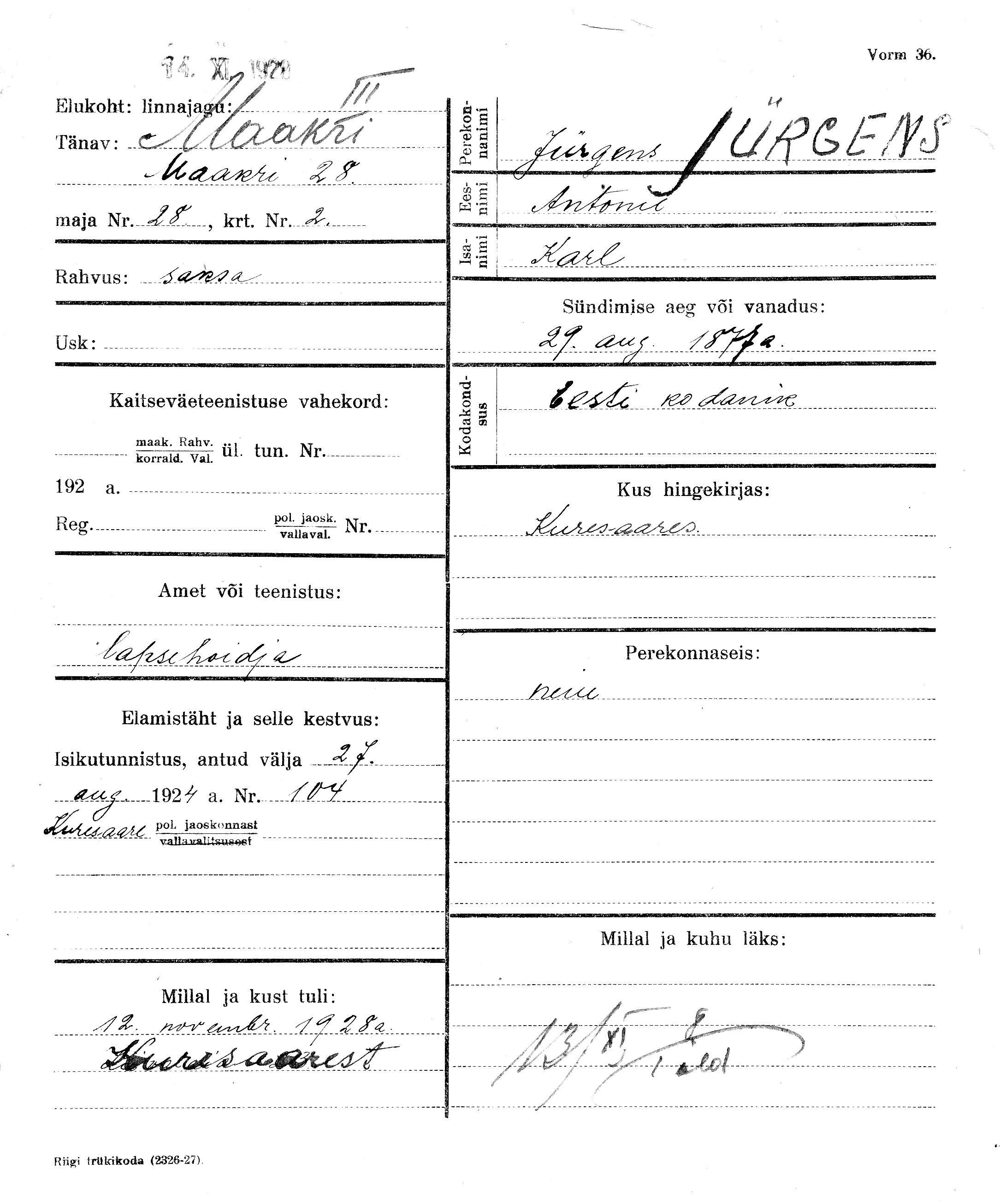 Jürgens, Antonie, Karl