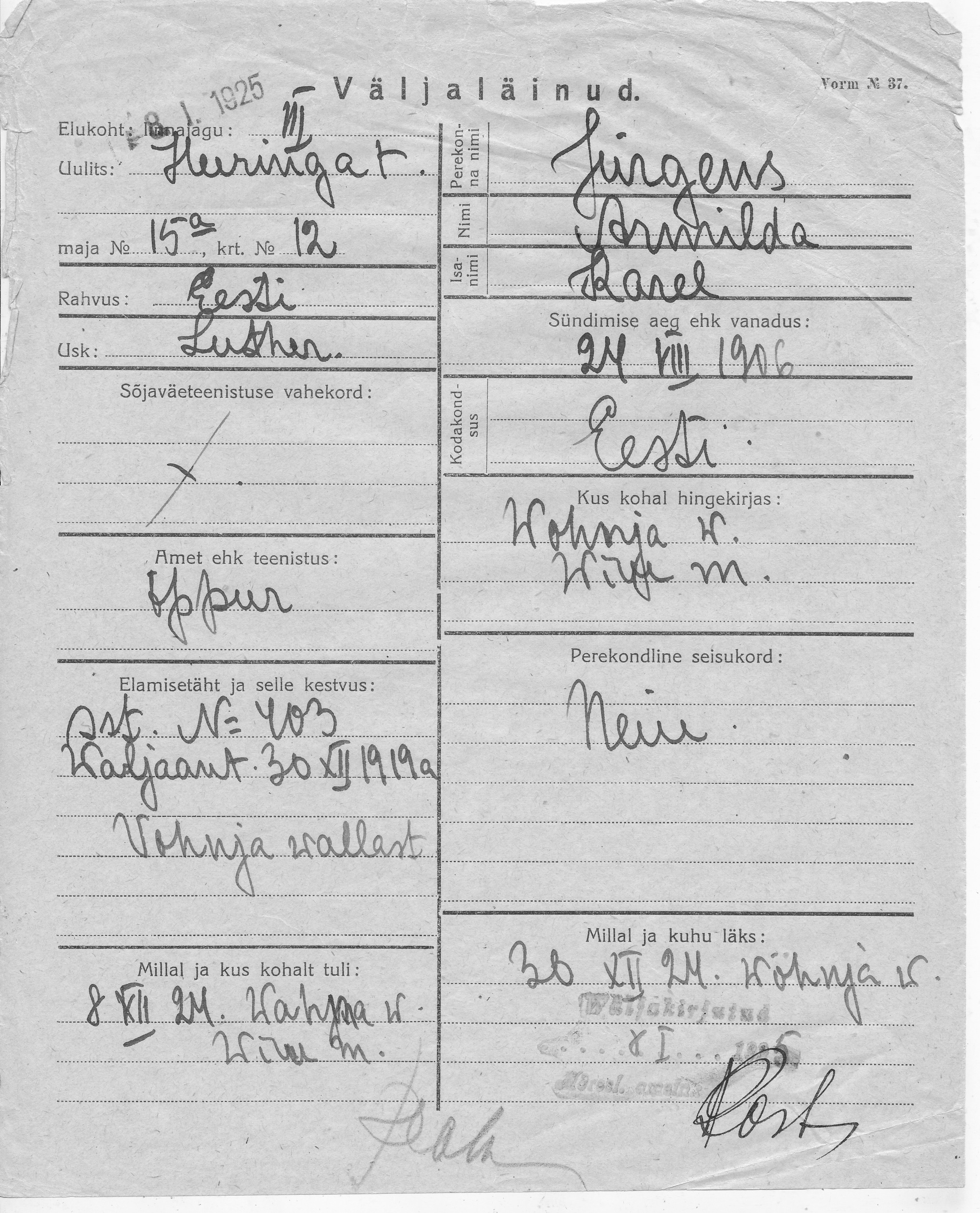 Jürgens, Armilda, Karel