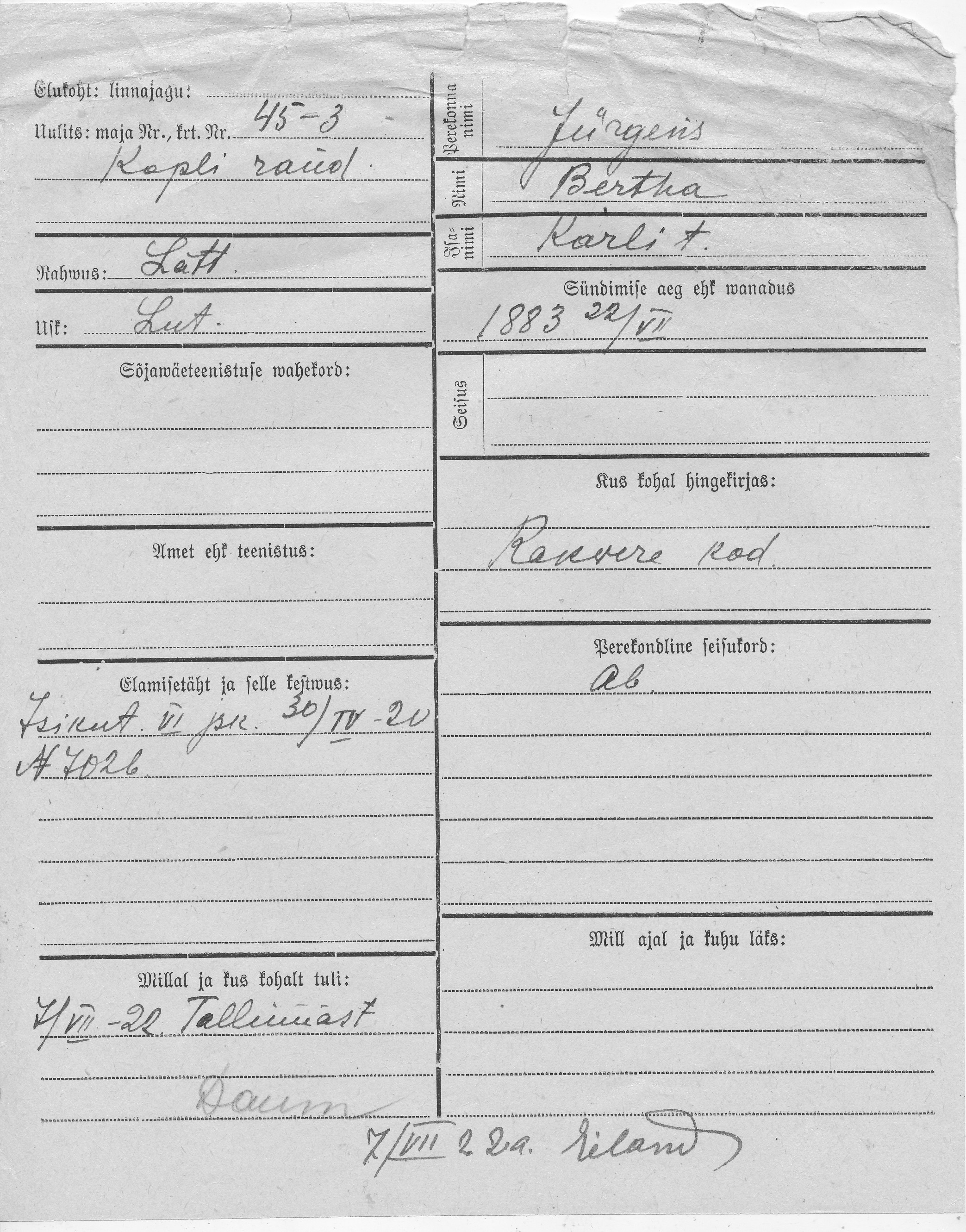 Jürgens, Bertha, Karl