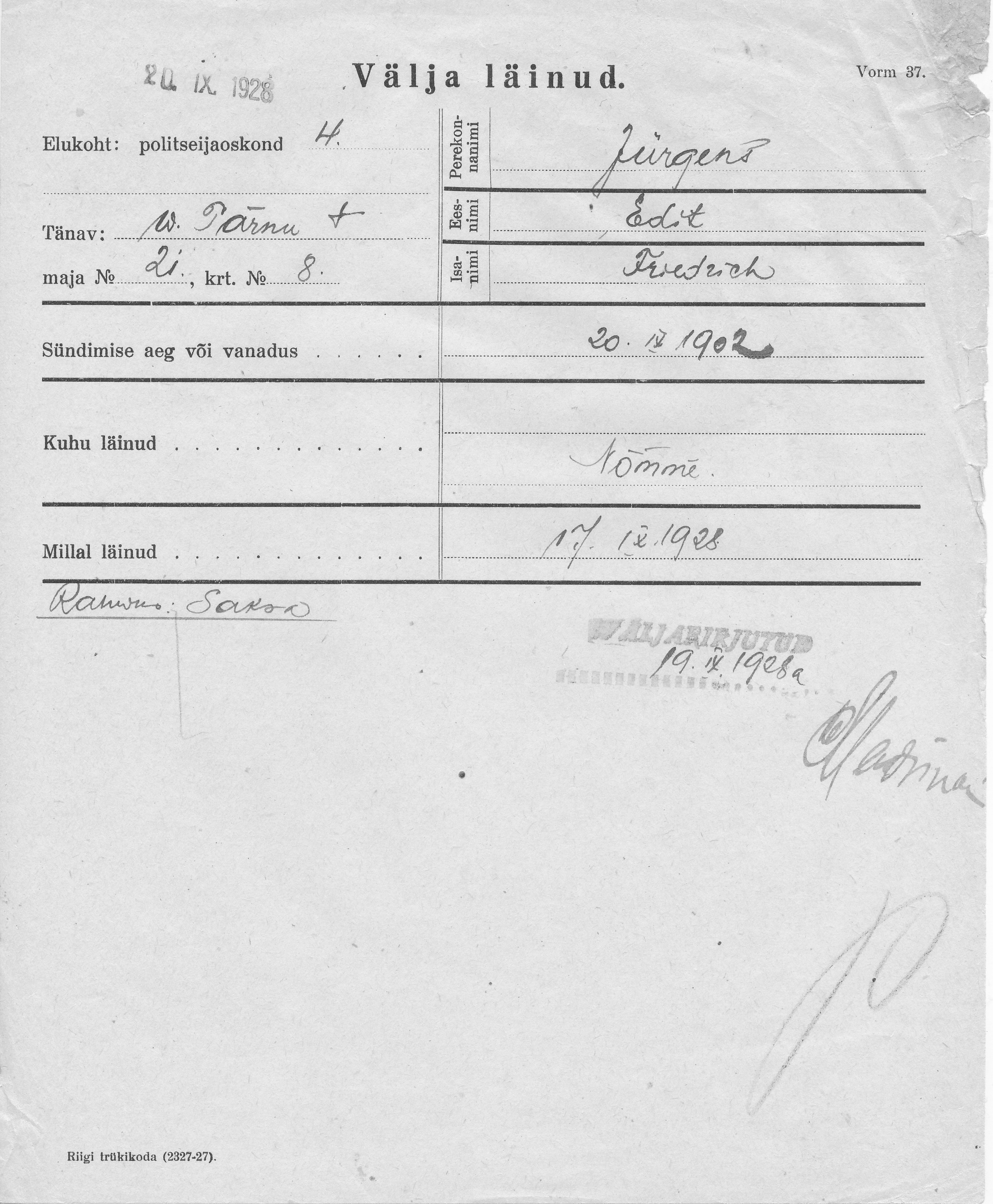 Jürgens, Edit, Friedrich