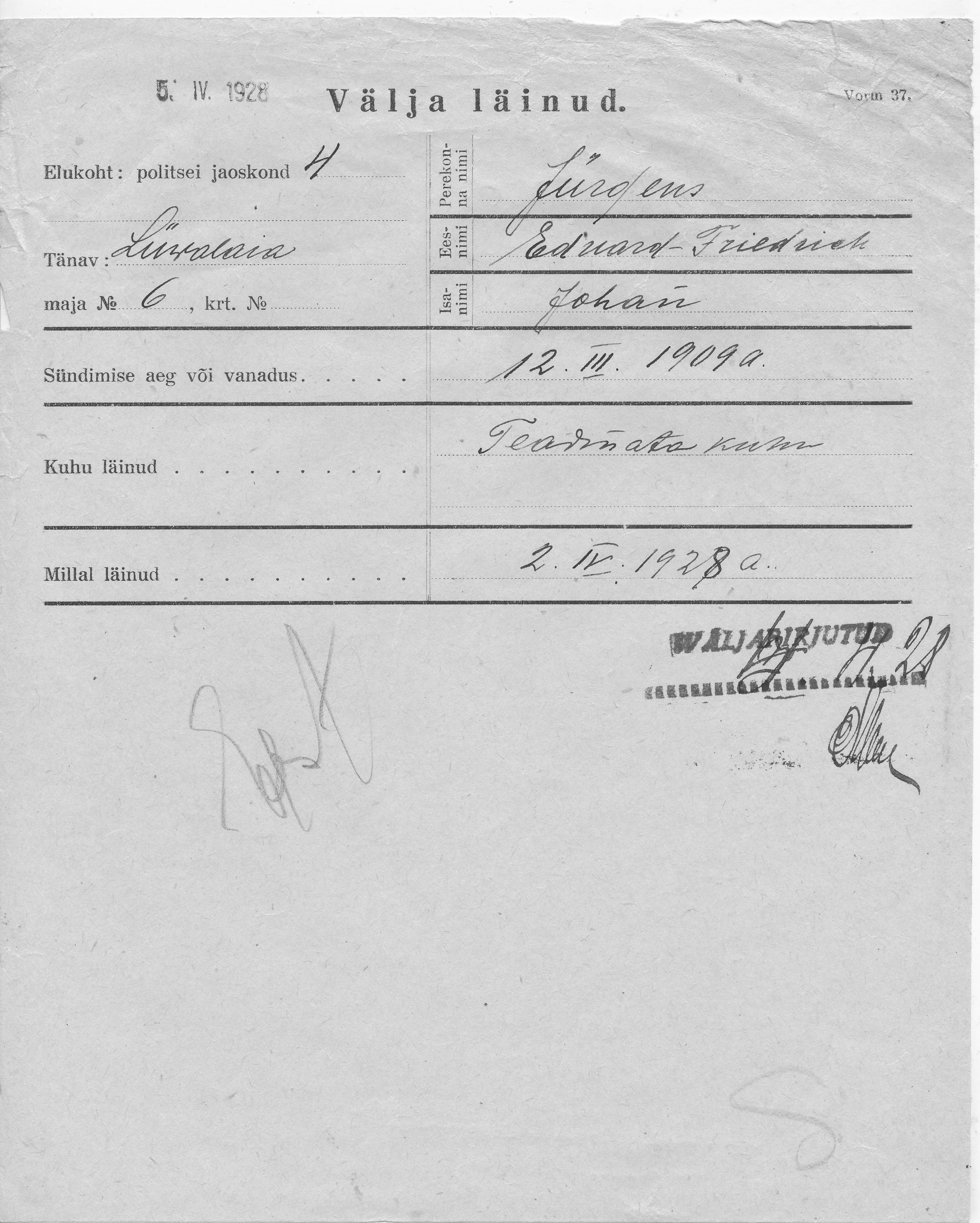 Jürgens, Eduard-Friedrich, Johan