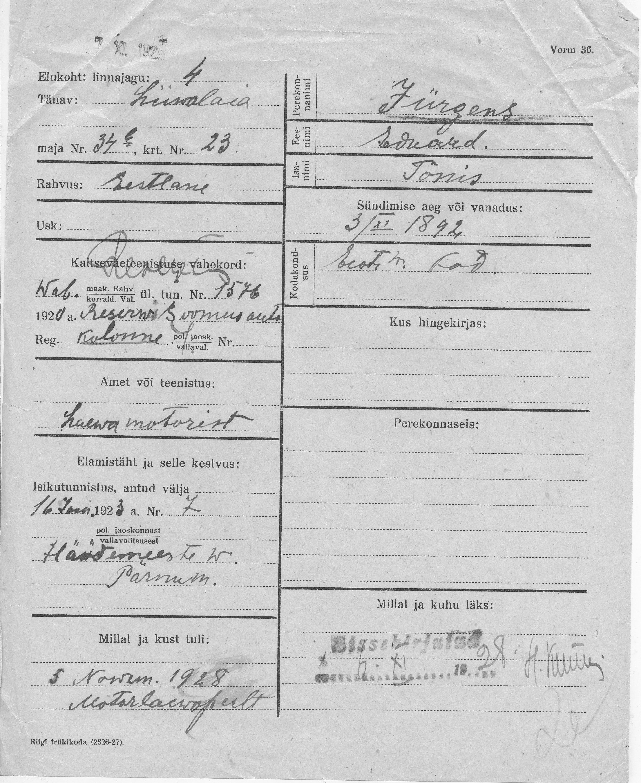 Jürgens, Eduard, Tõnis