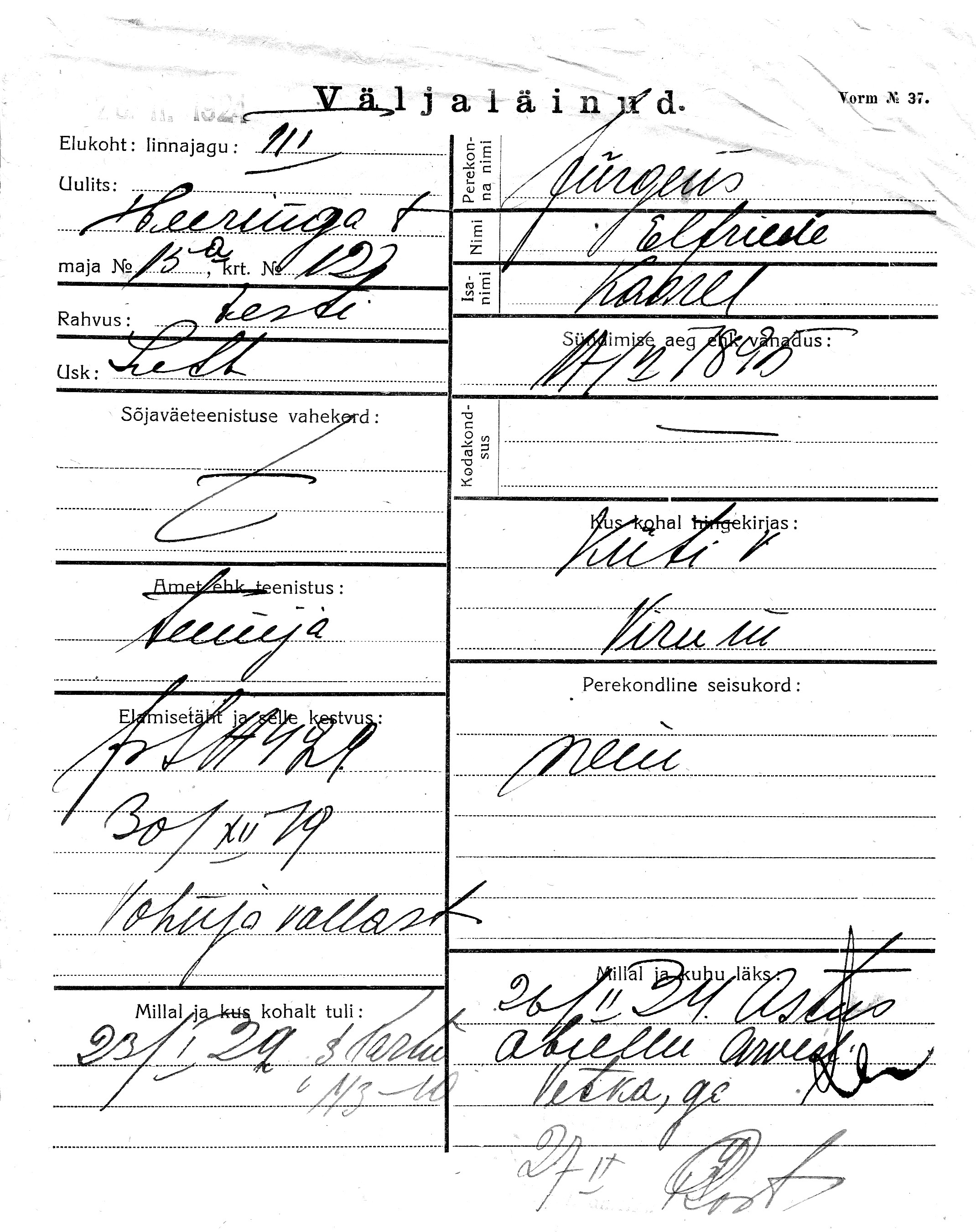 Jürgens, Elfriede, Kaarel