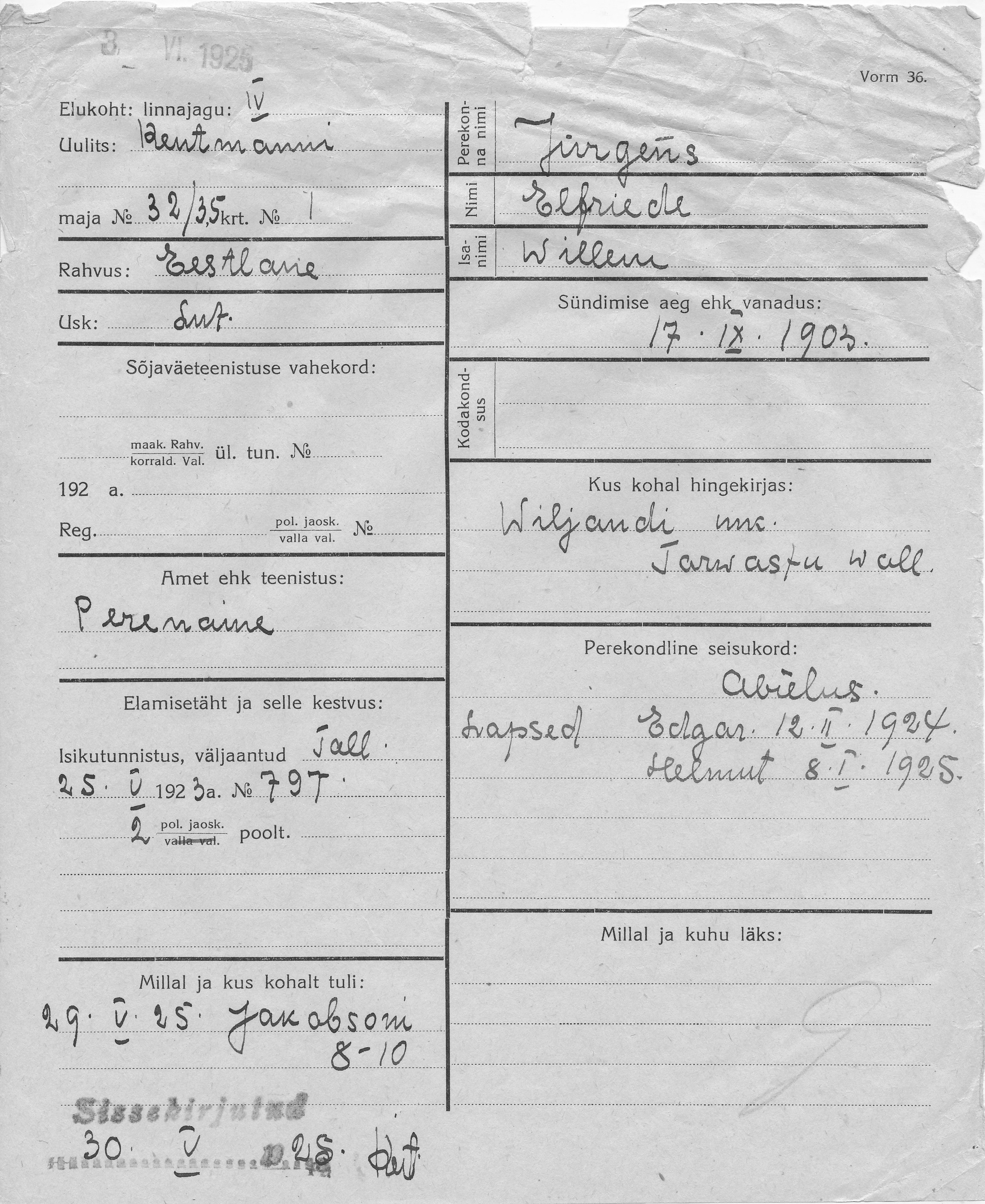 Jürgens, Elfriede, Willem