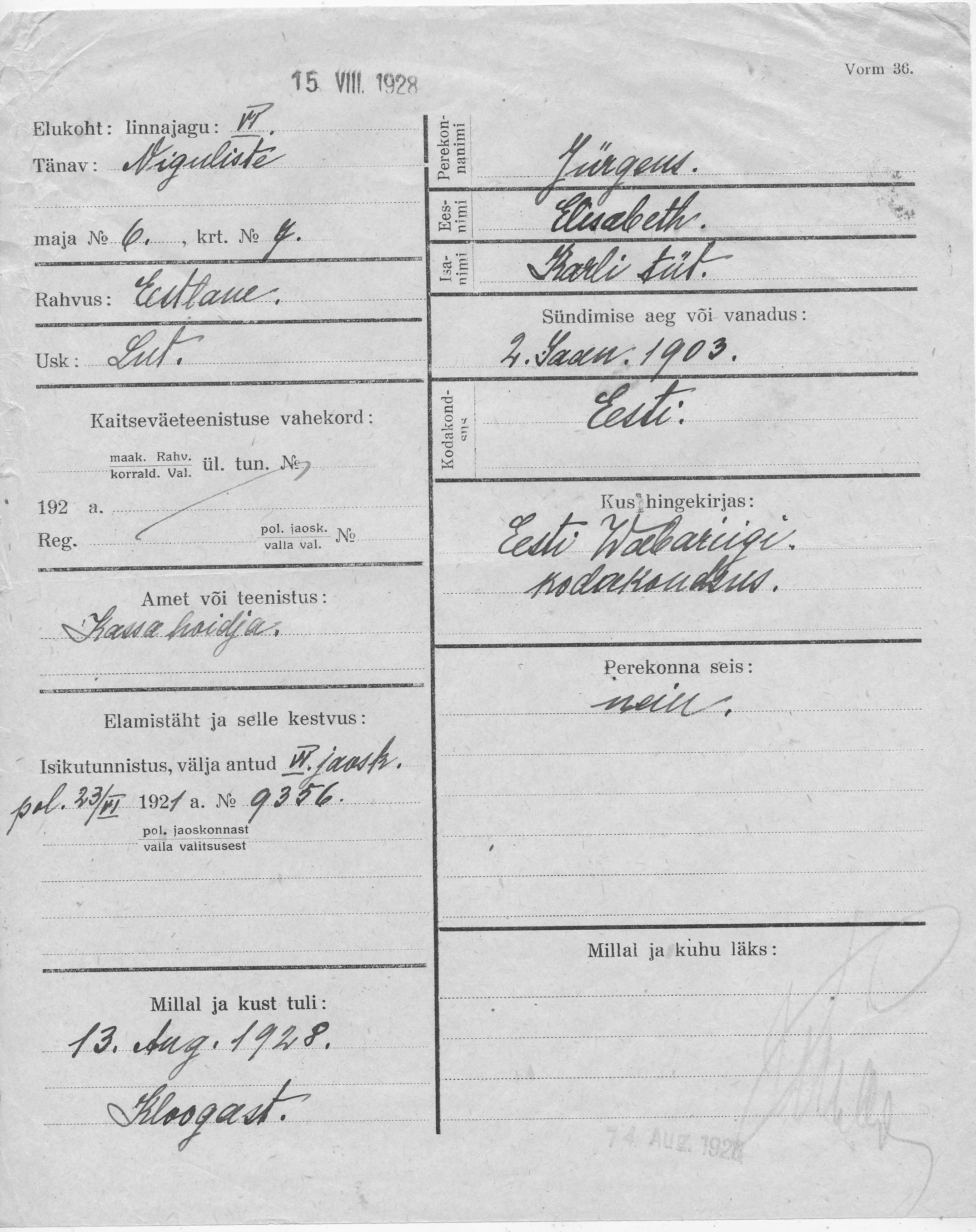 Jürgens, Elisabeth, Karl