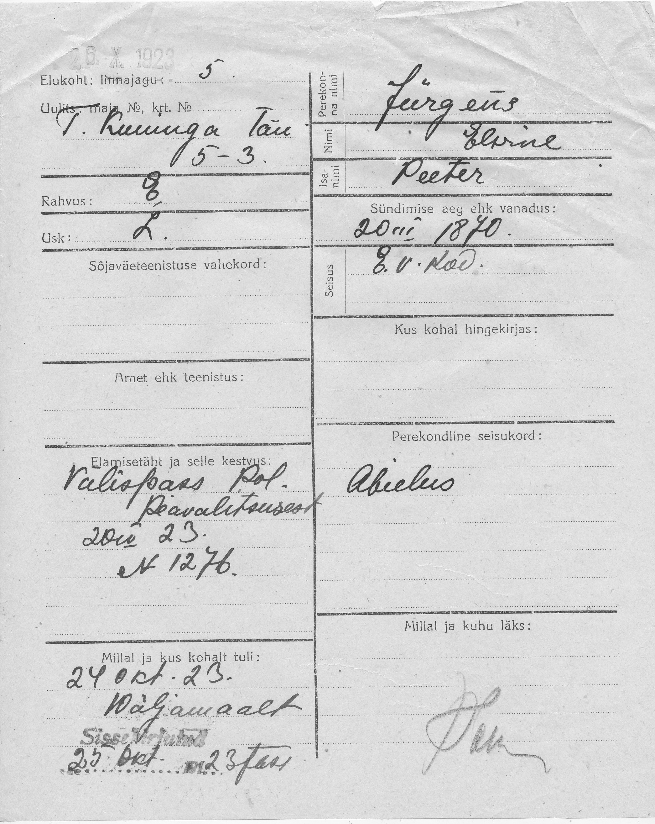 Jürgens, Elwine, Peeter