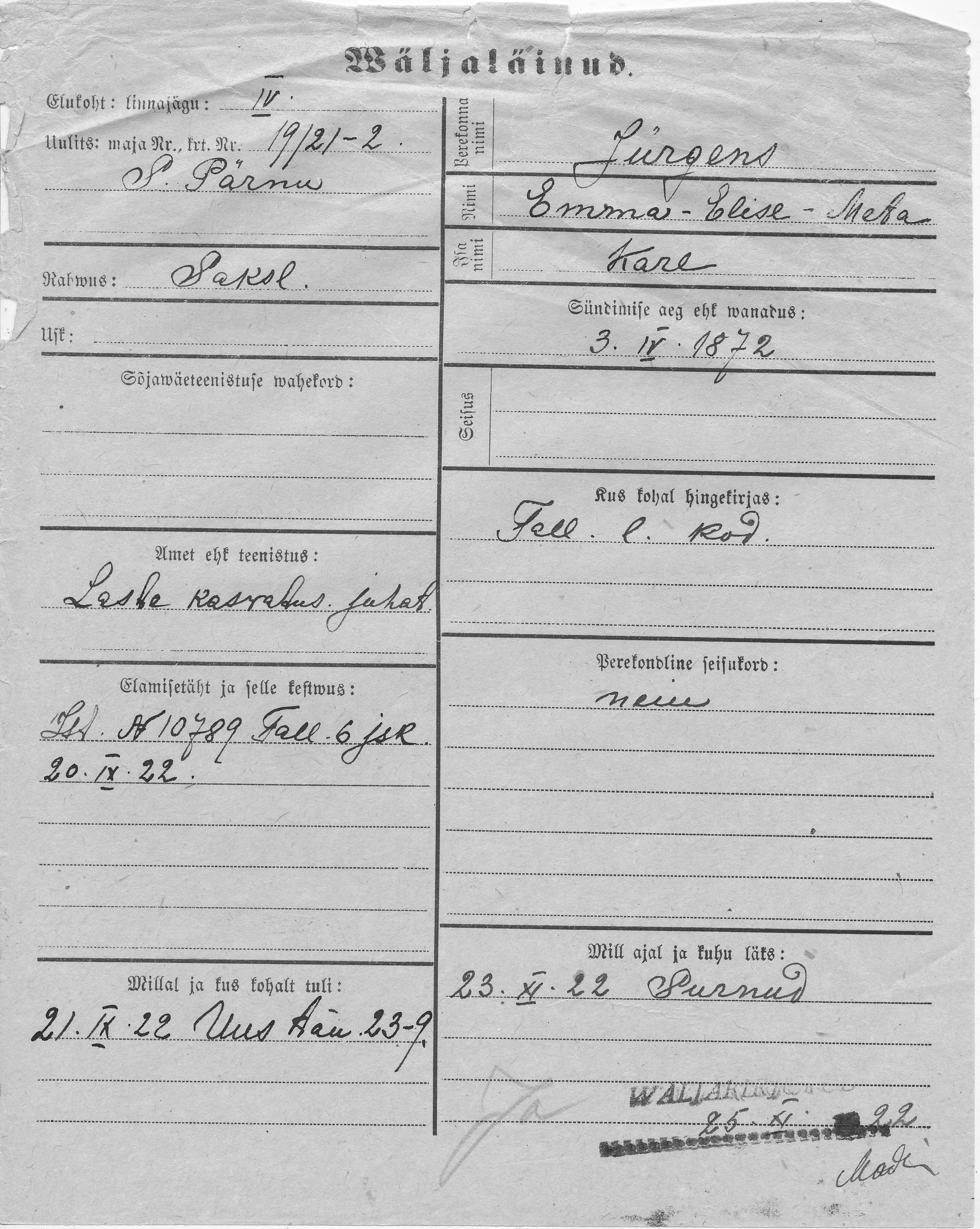 Jürgens, Emma-Elise-Meta, Karl