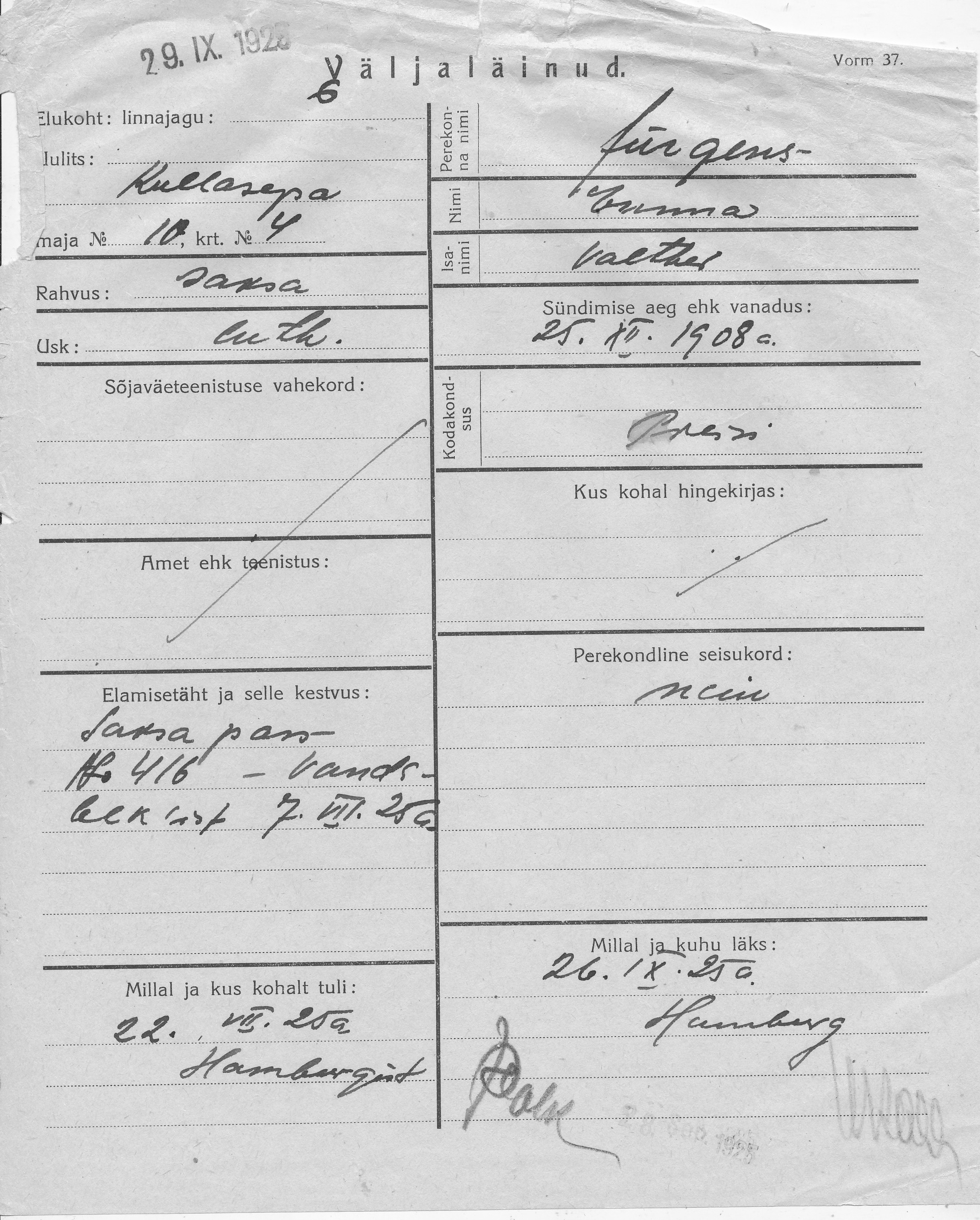 Jürgens, Emma, Valter