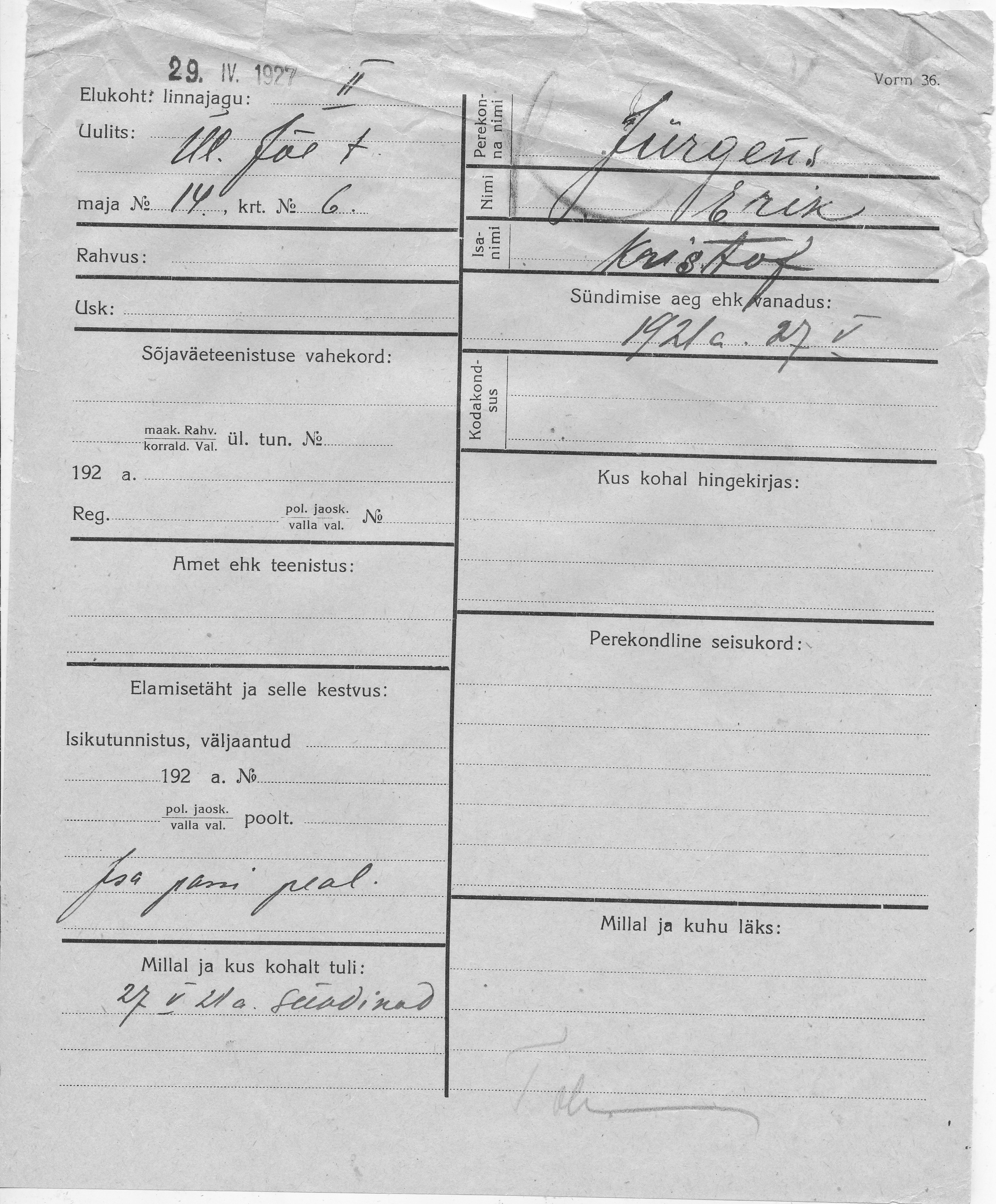 Jürgens, Erik, Kristof