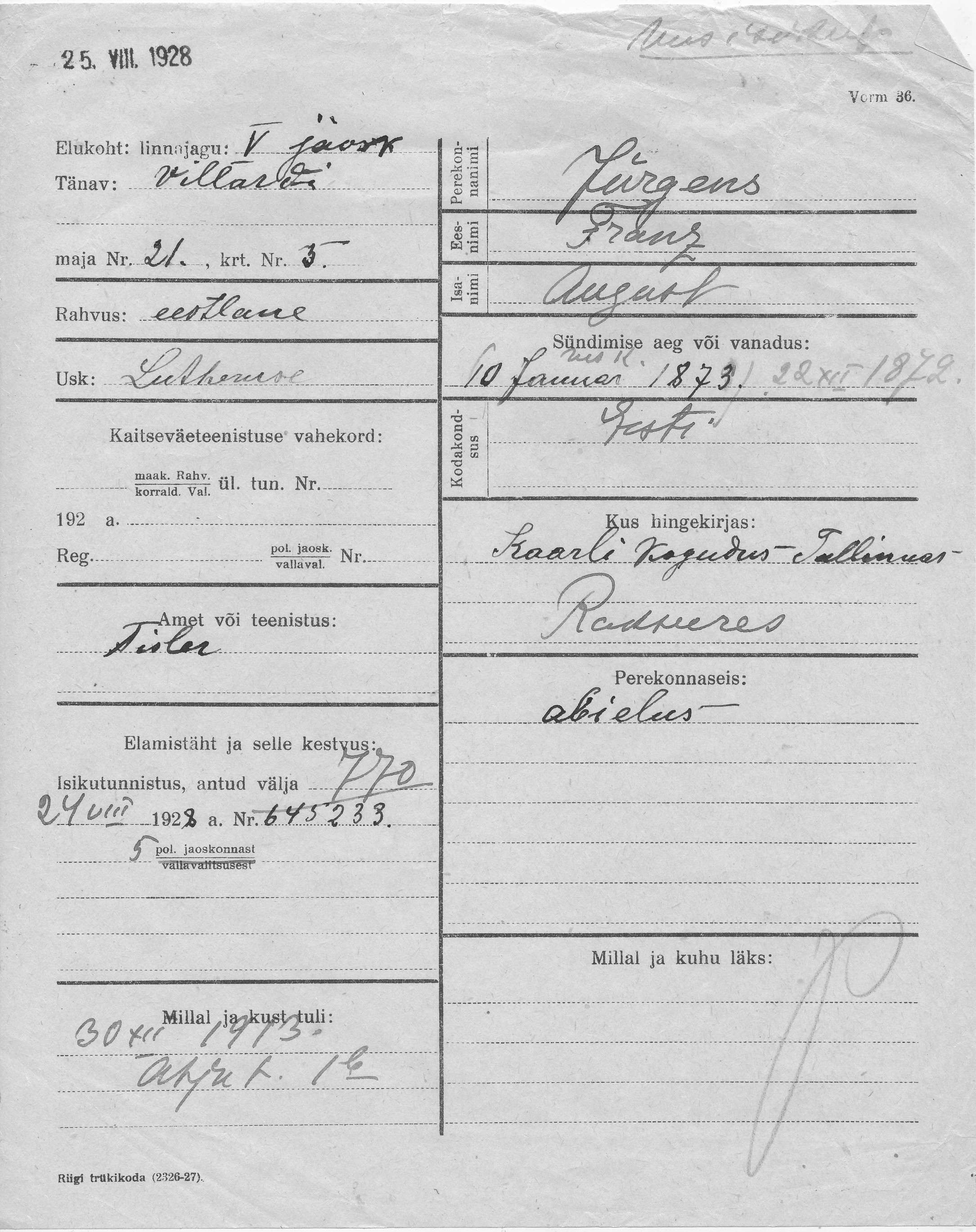 Jürgens, Franz, August