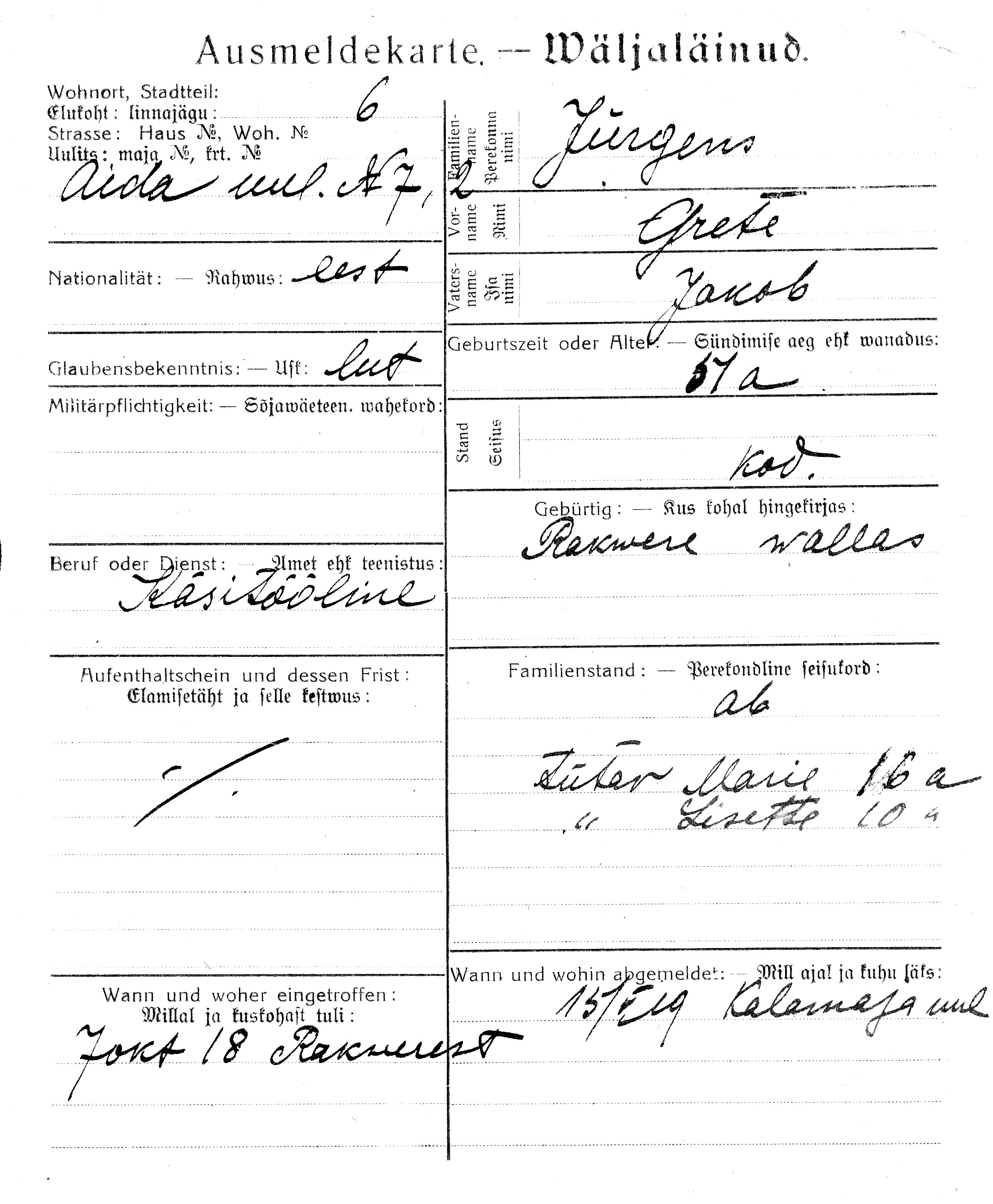 Jürgens, Grete, Jakob