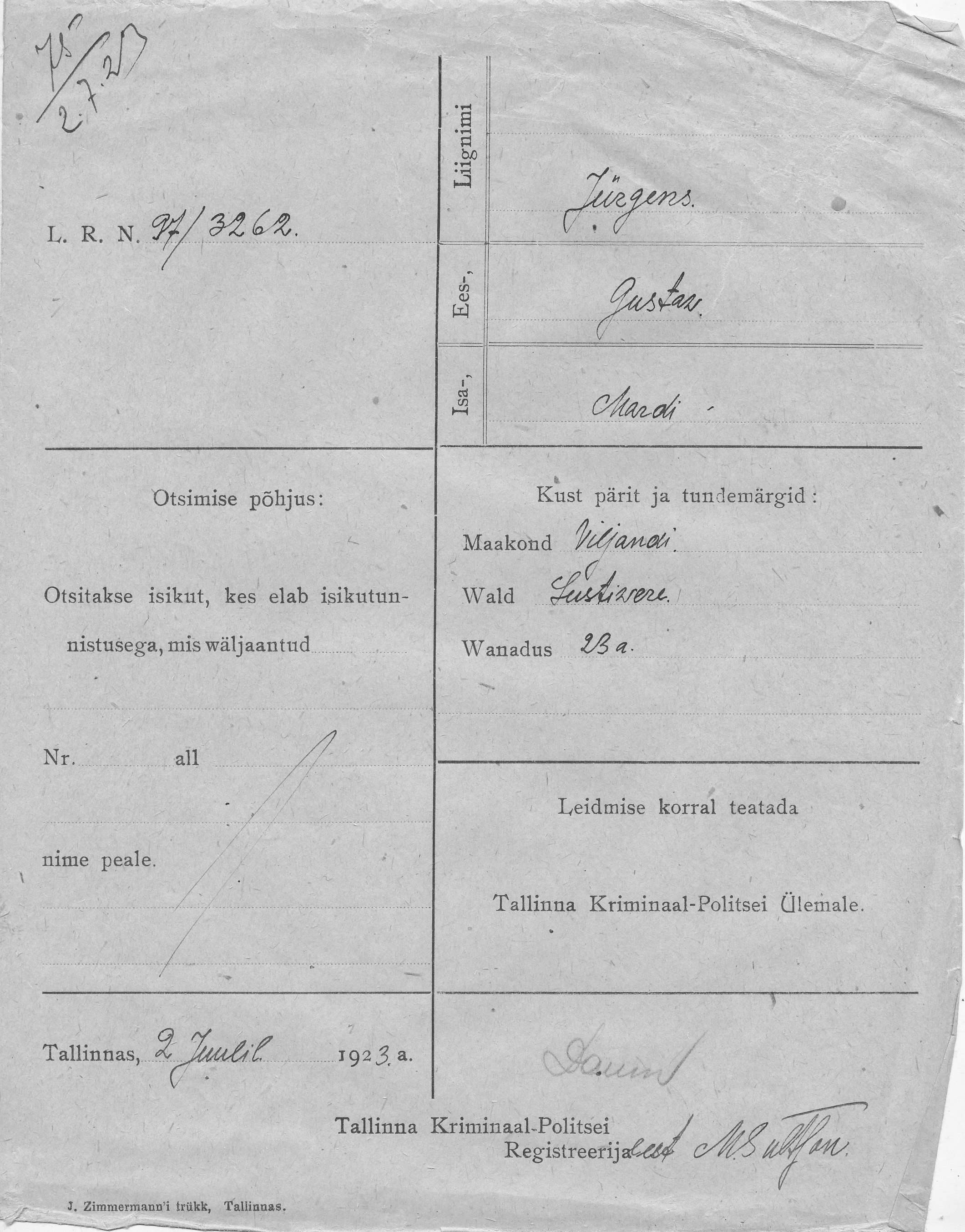 Jürgens, Gustaw, Mart