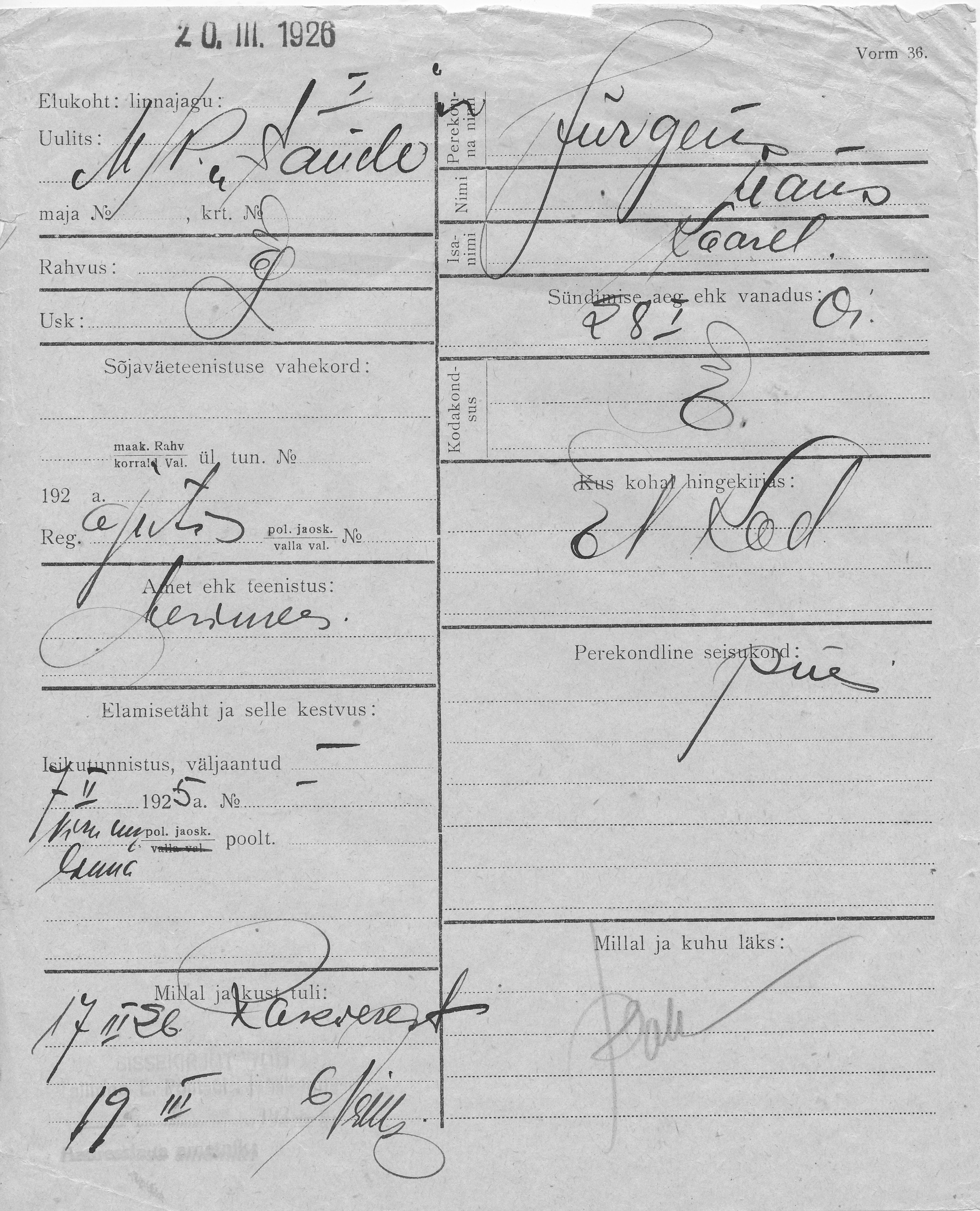 Jürgens, Hans, Kaarel