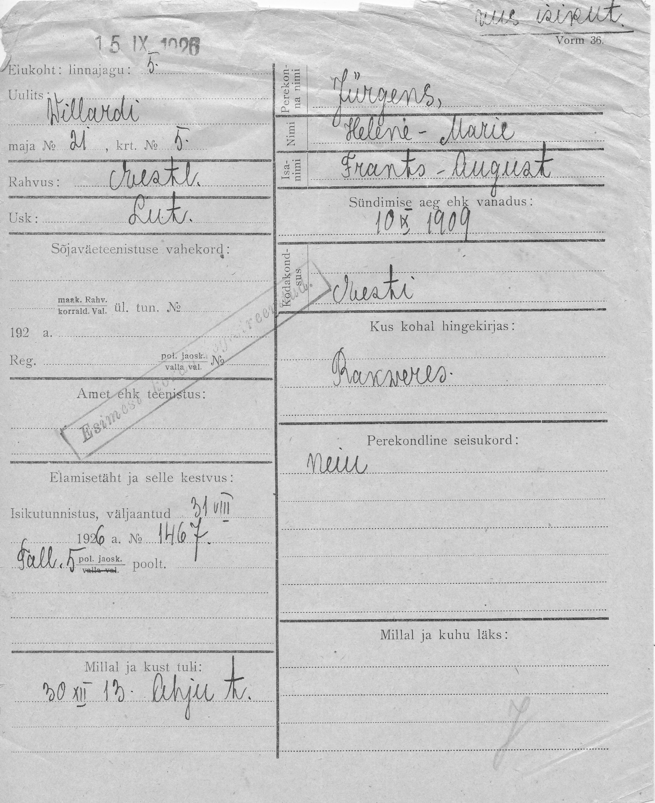 Jürgens, Helene-Marie, Frants-August