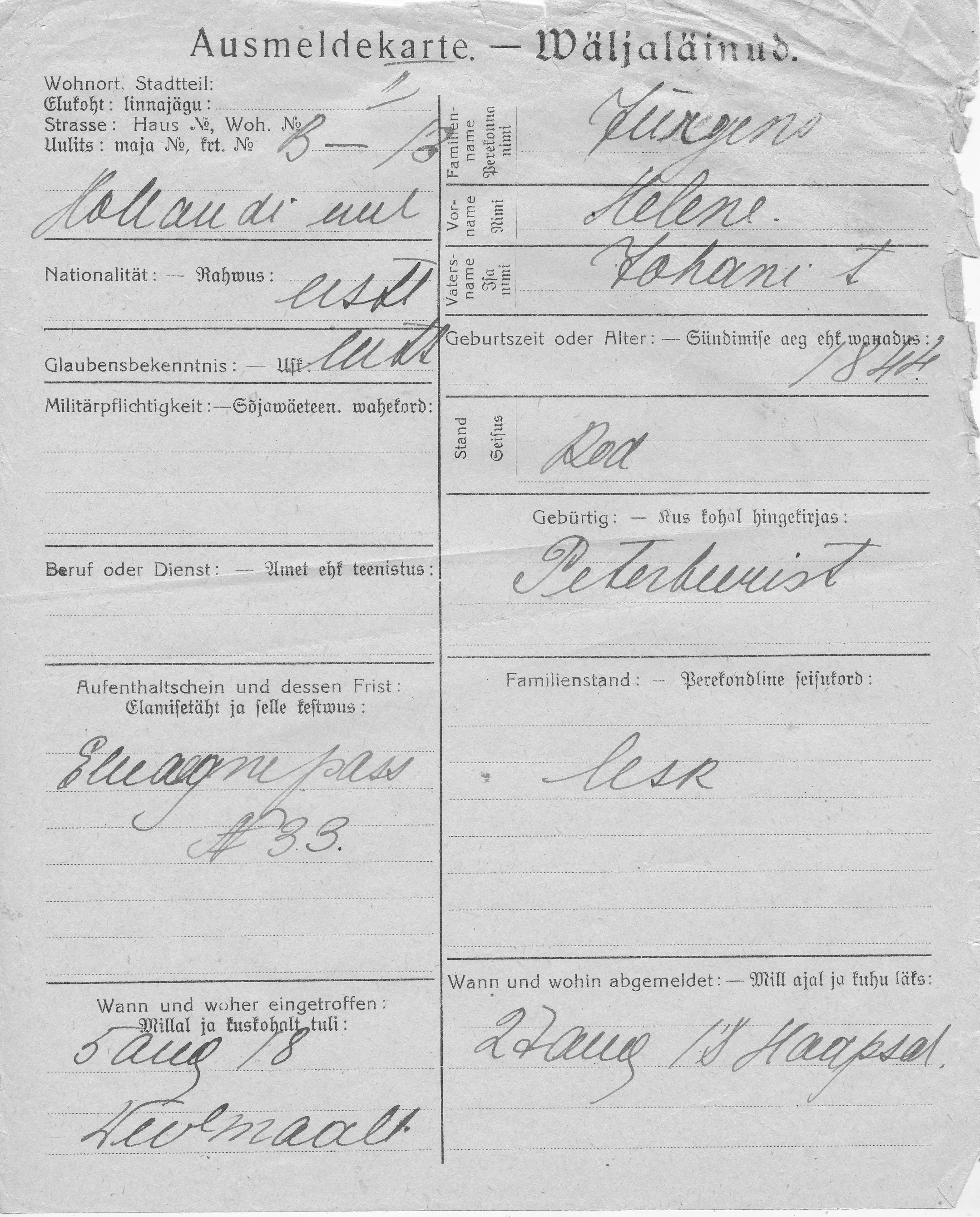 Jürgens, Helene, Johan