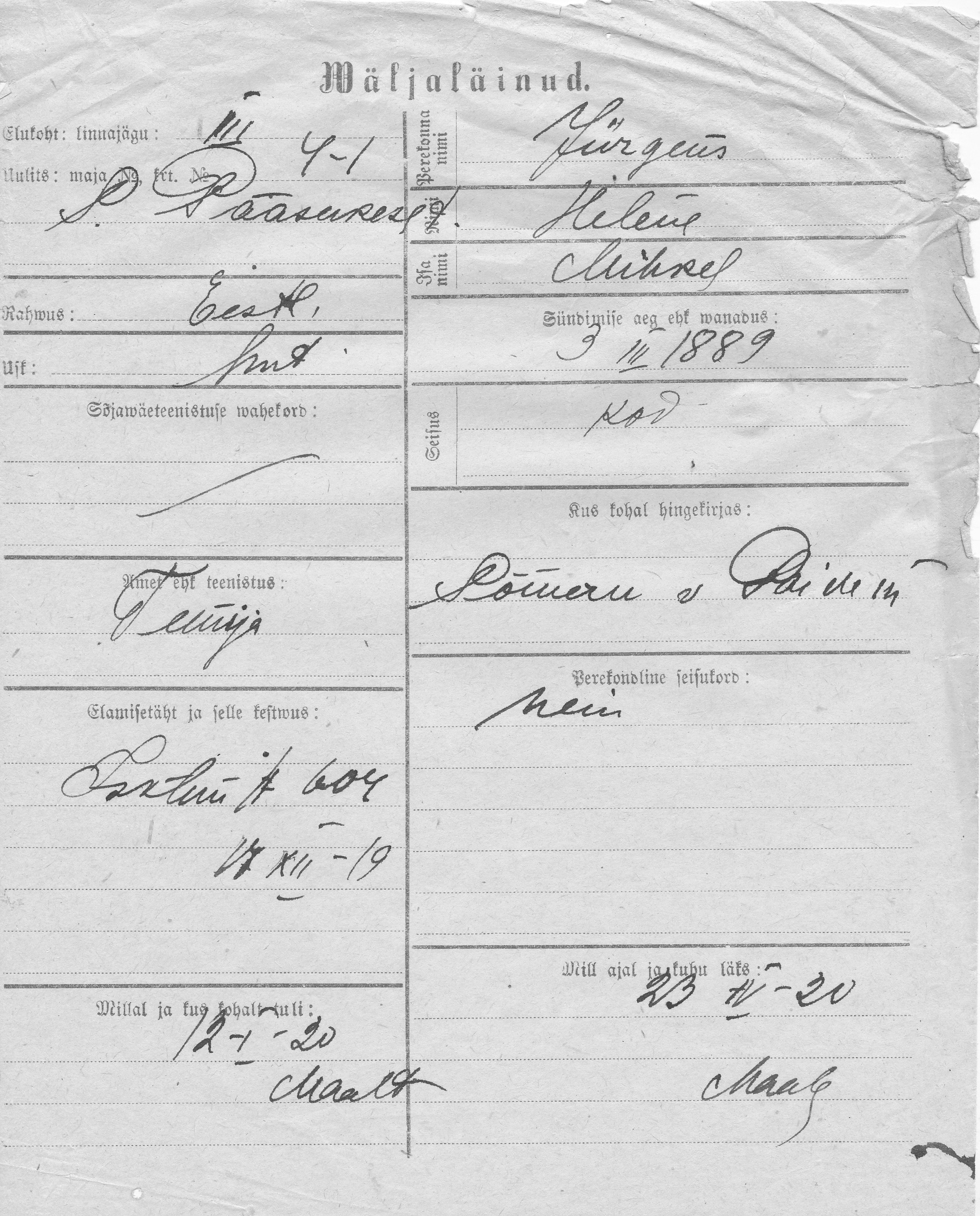 Jürgens, Helene, Mihkel