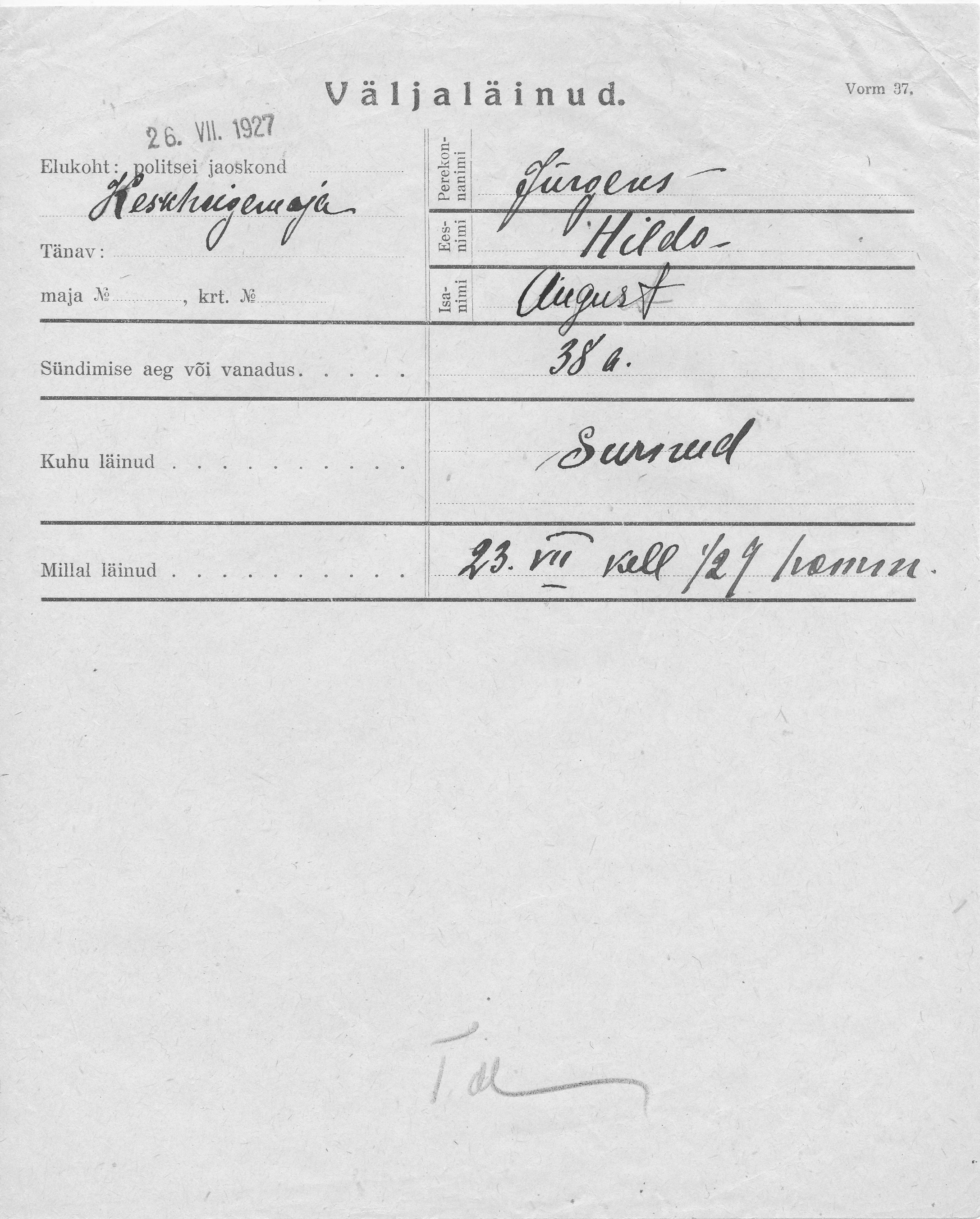 Jürgens, Hilda, August