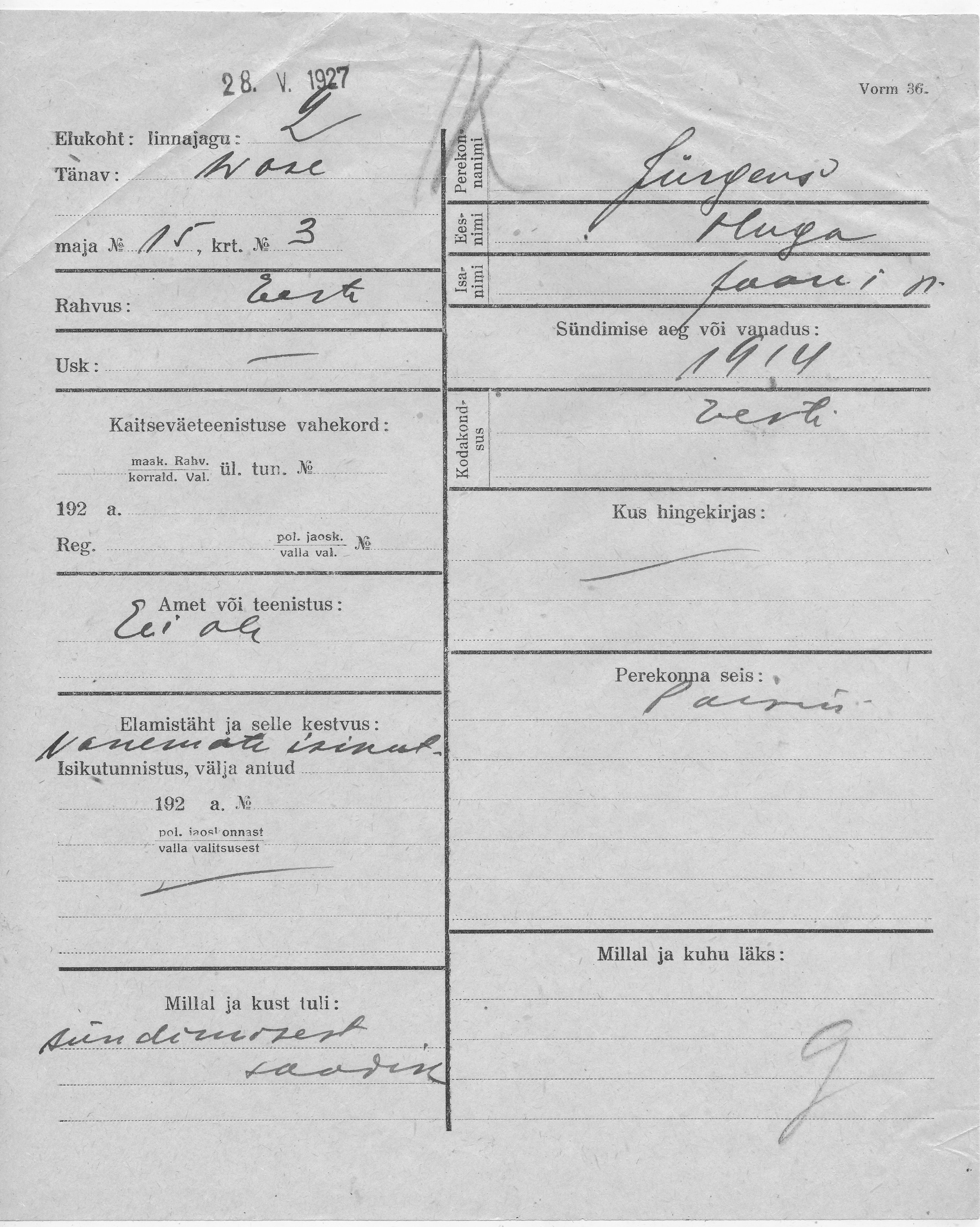 Jürgens, Hugo, Jaan