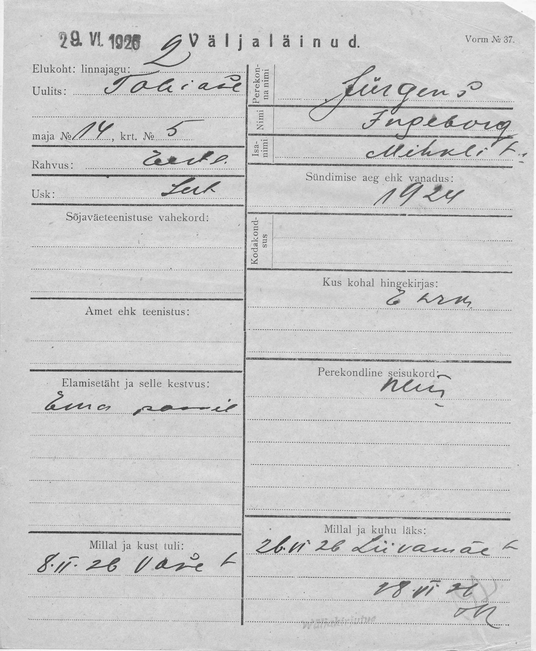 Jürgens, Ingeborg, Mihkel