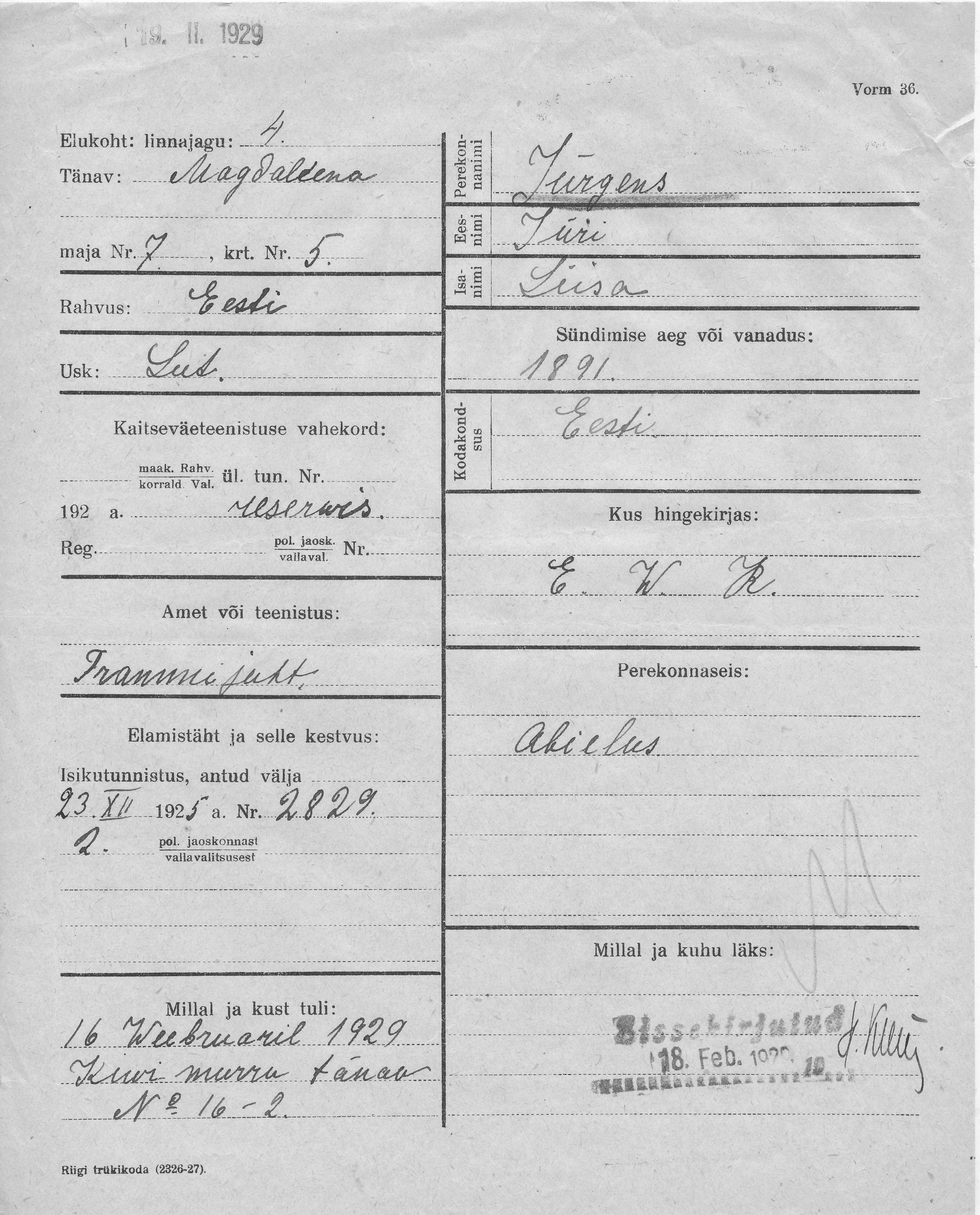 Jürgens, Jüri, Liisa