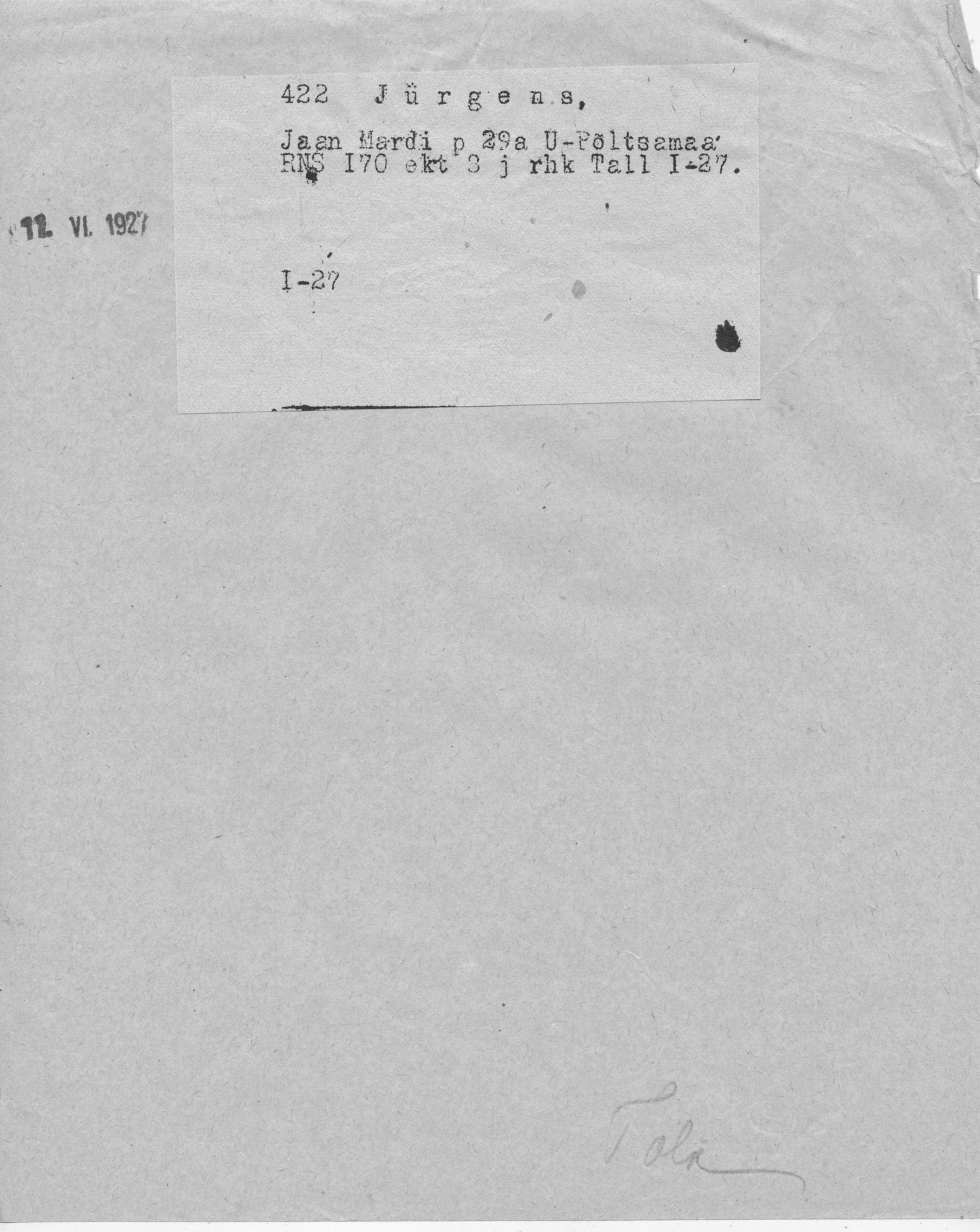 Jürgens, Jaan, Mart