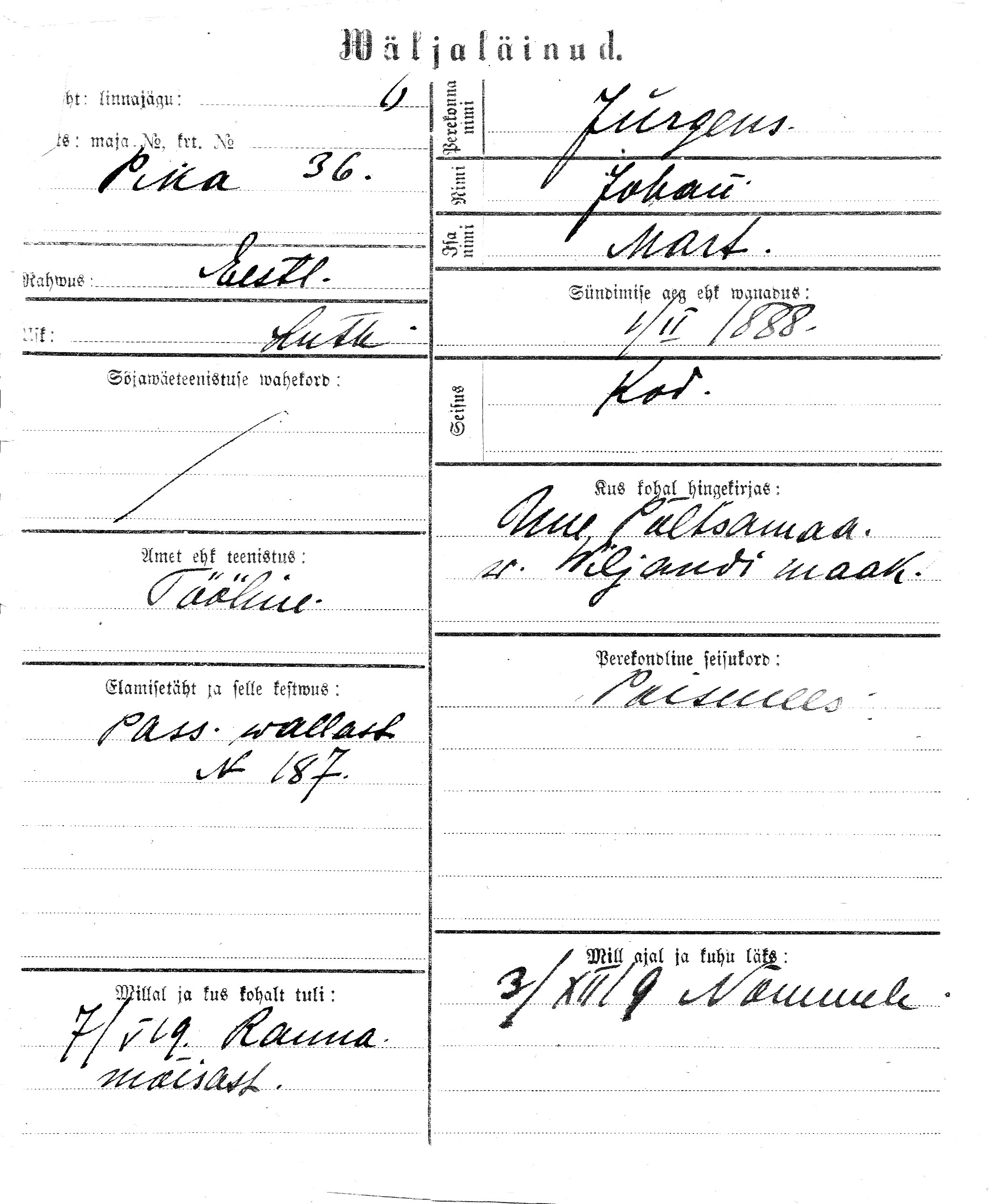 Jürgens, Johan, Mart