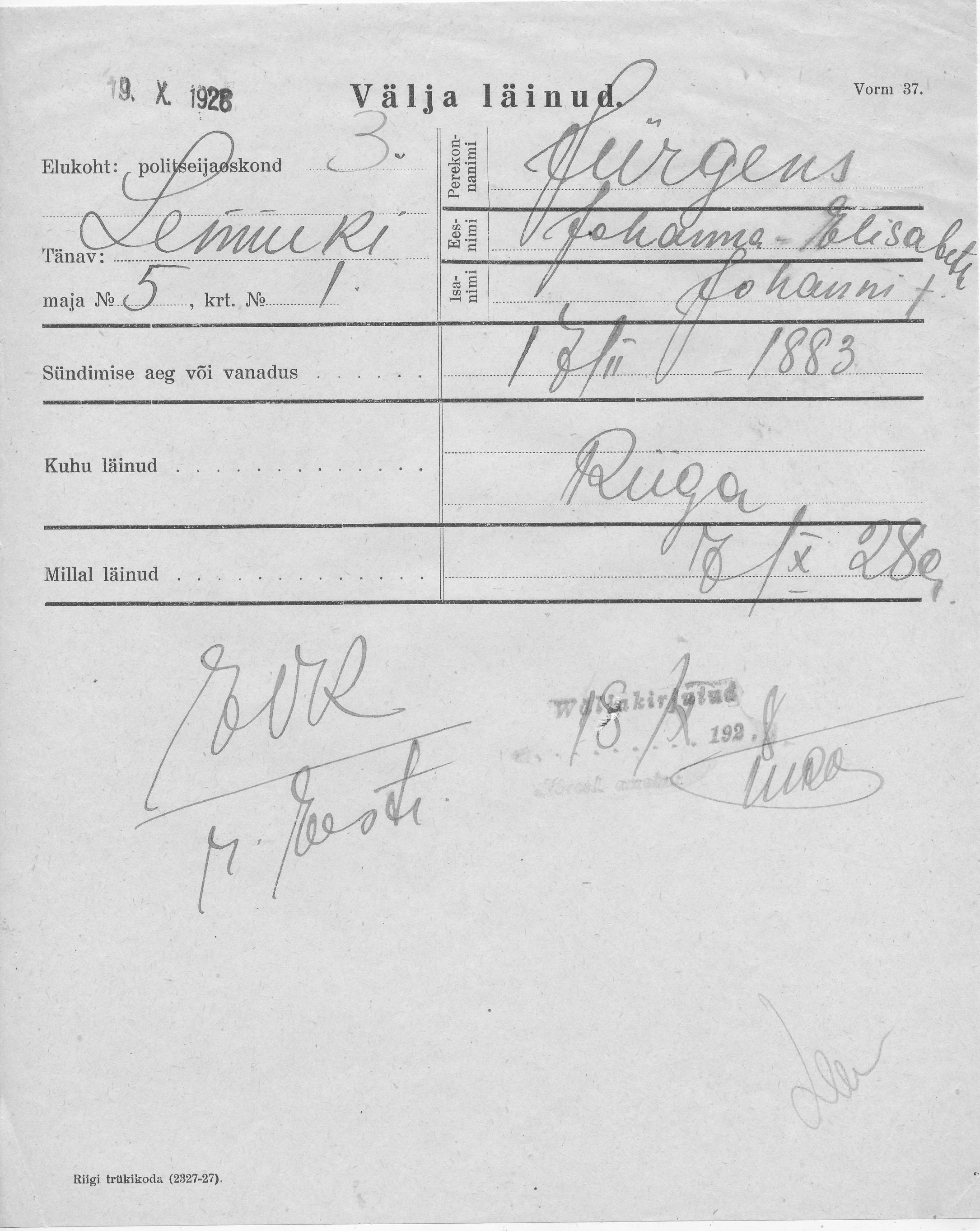 Jürgens, Johanna-Elisabeth, Johann