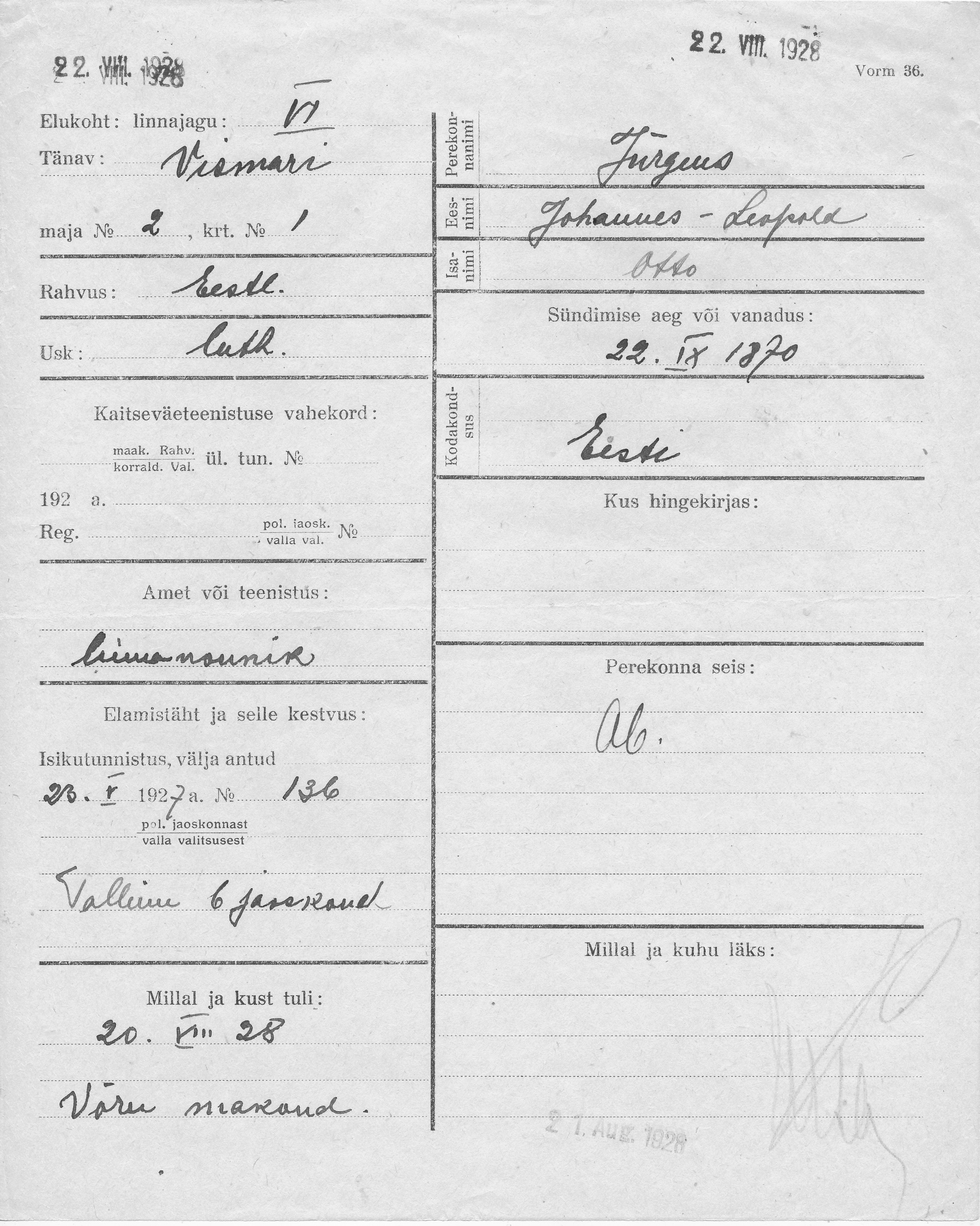 Jürgens, Johannes-Leopold, Otto