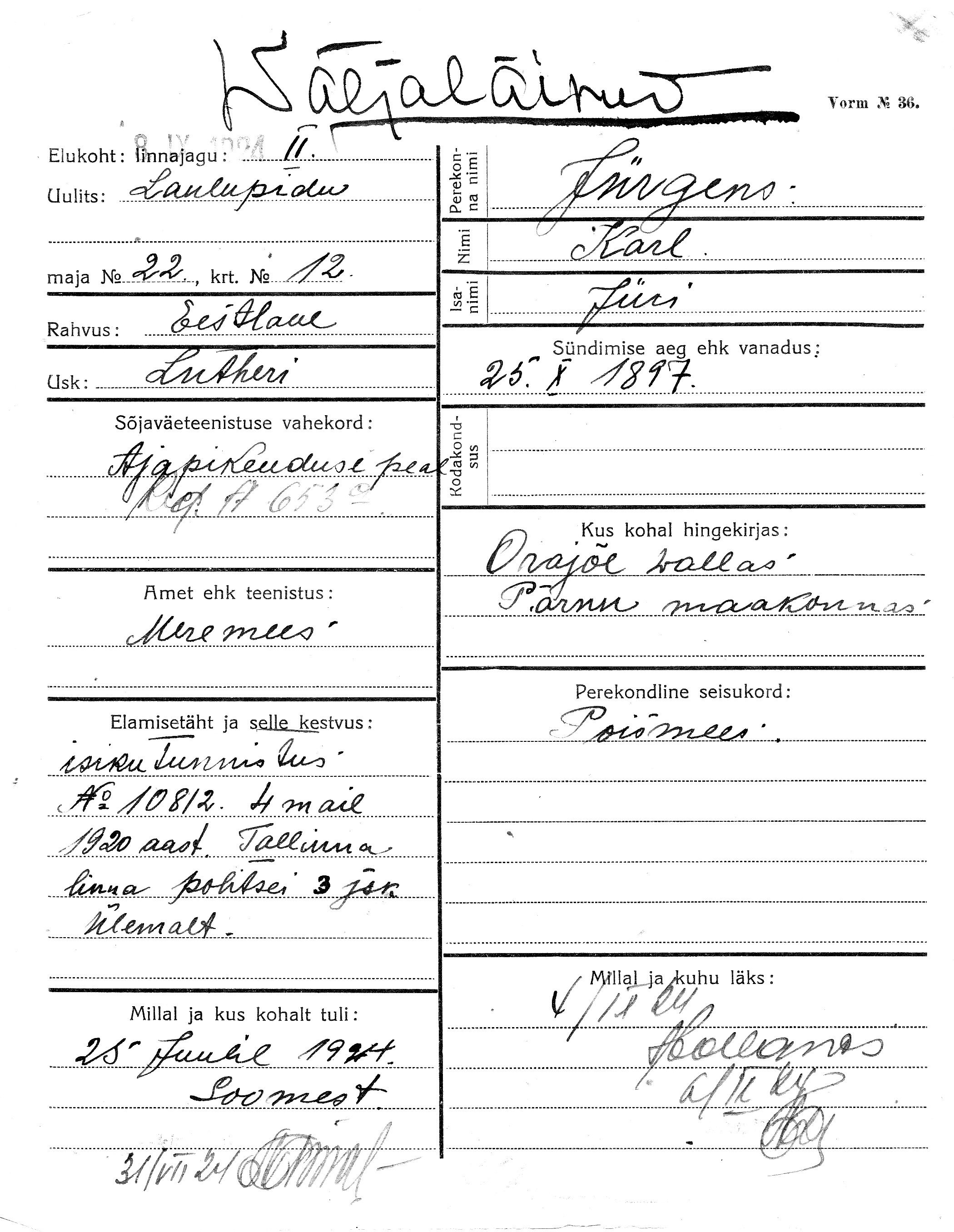 Jürgens, Karl, Jüri