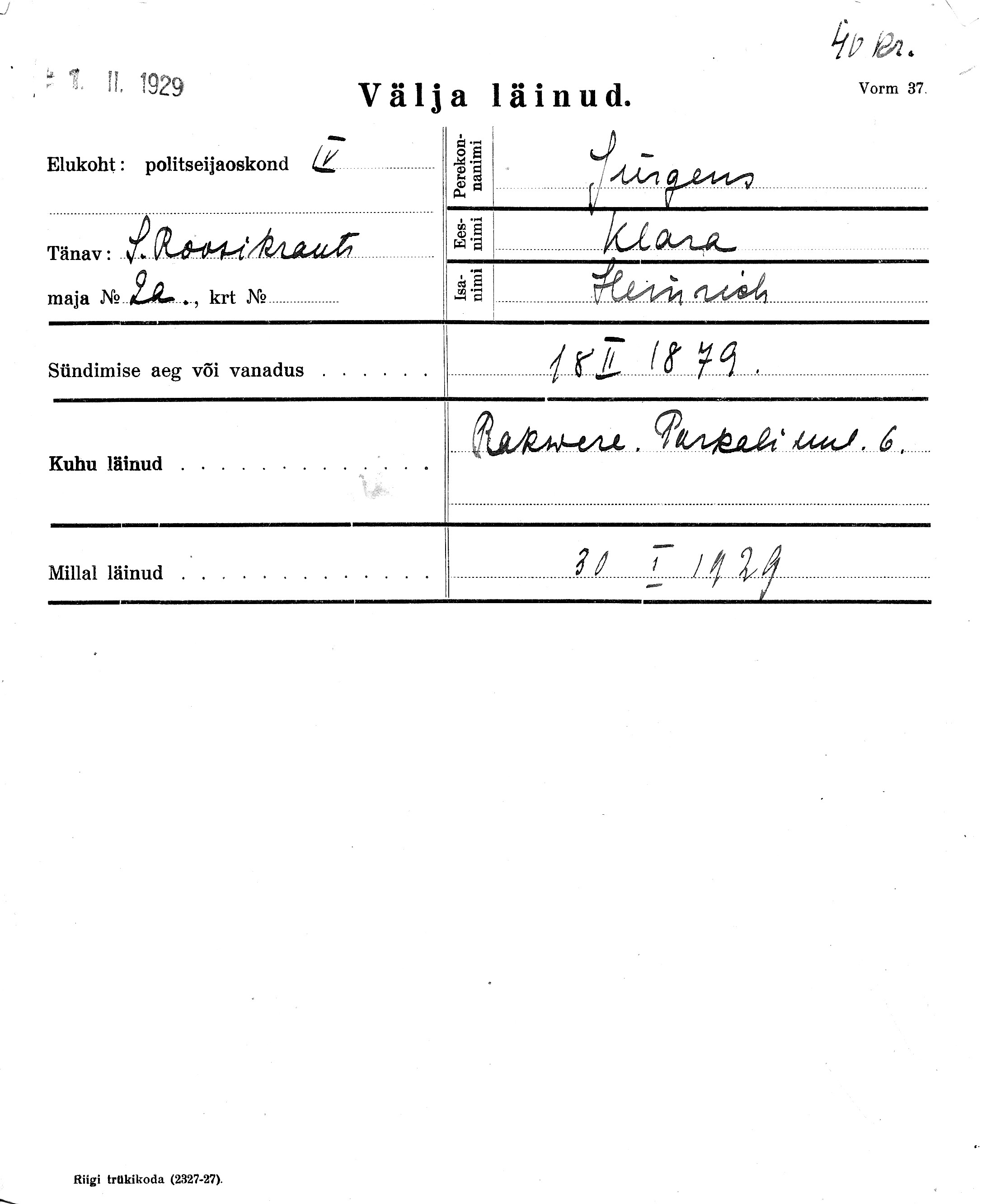 Jürgens, Klara, Heinrich