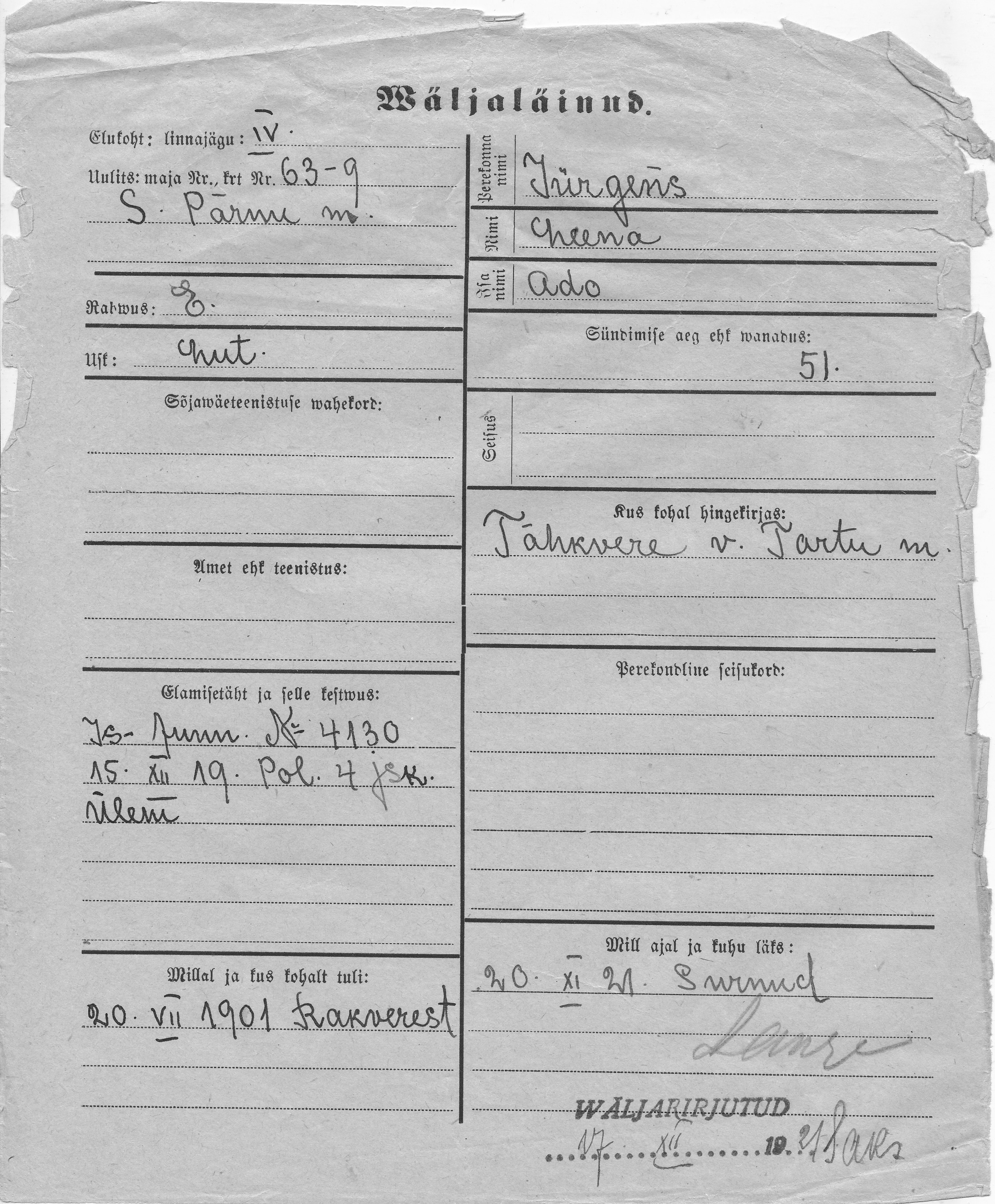 Jürgens, Leena, Ado