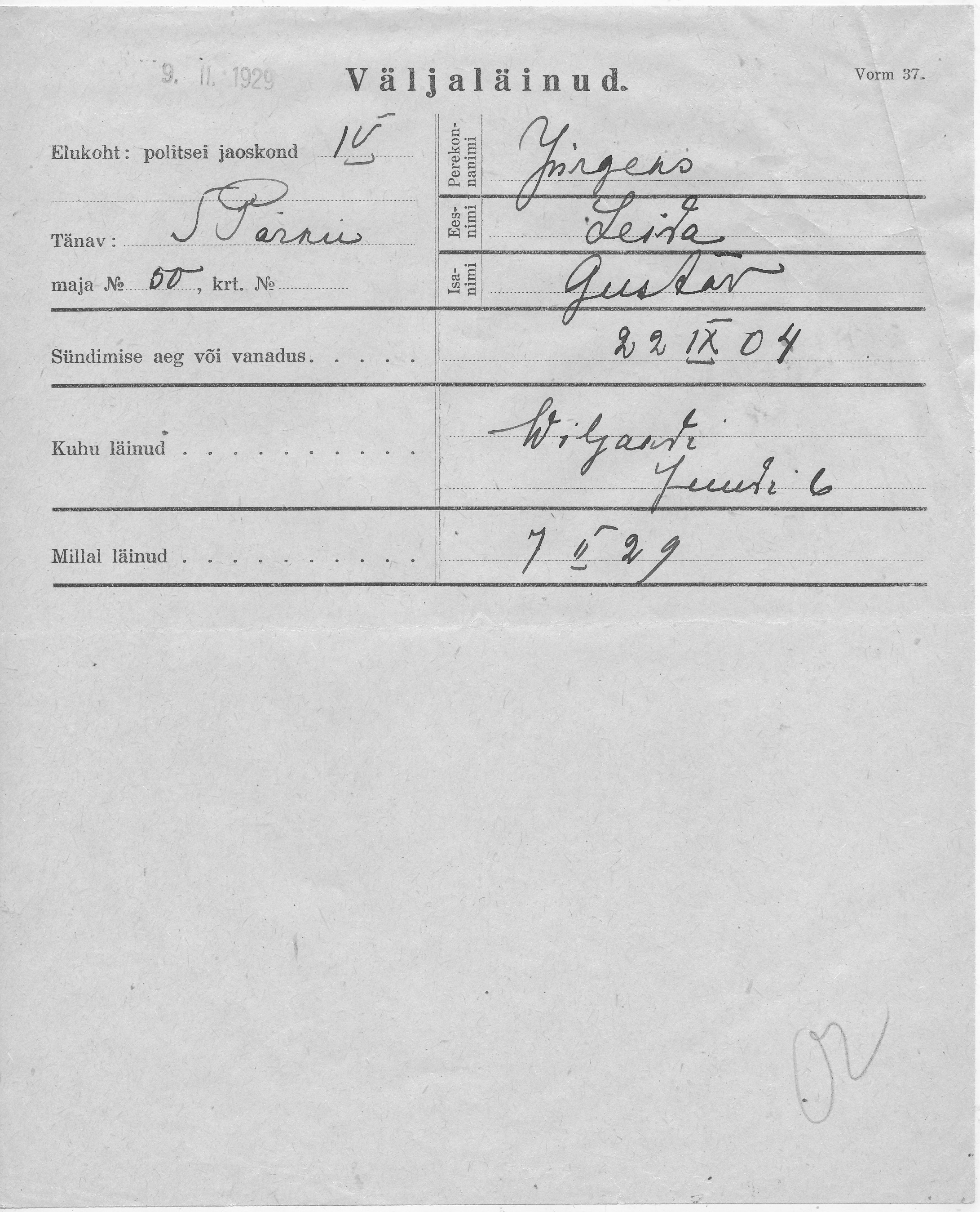 Jürgens, Leida, Gustav