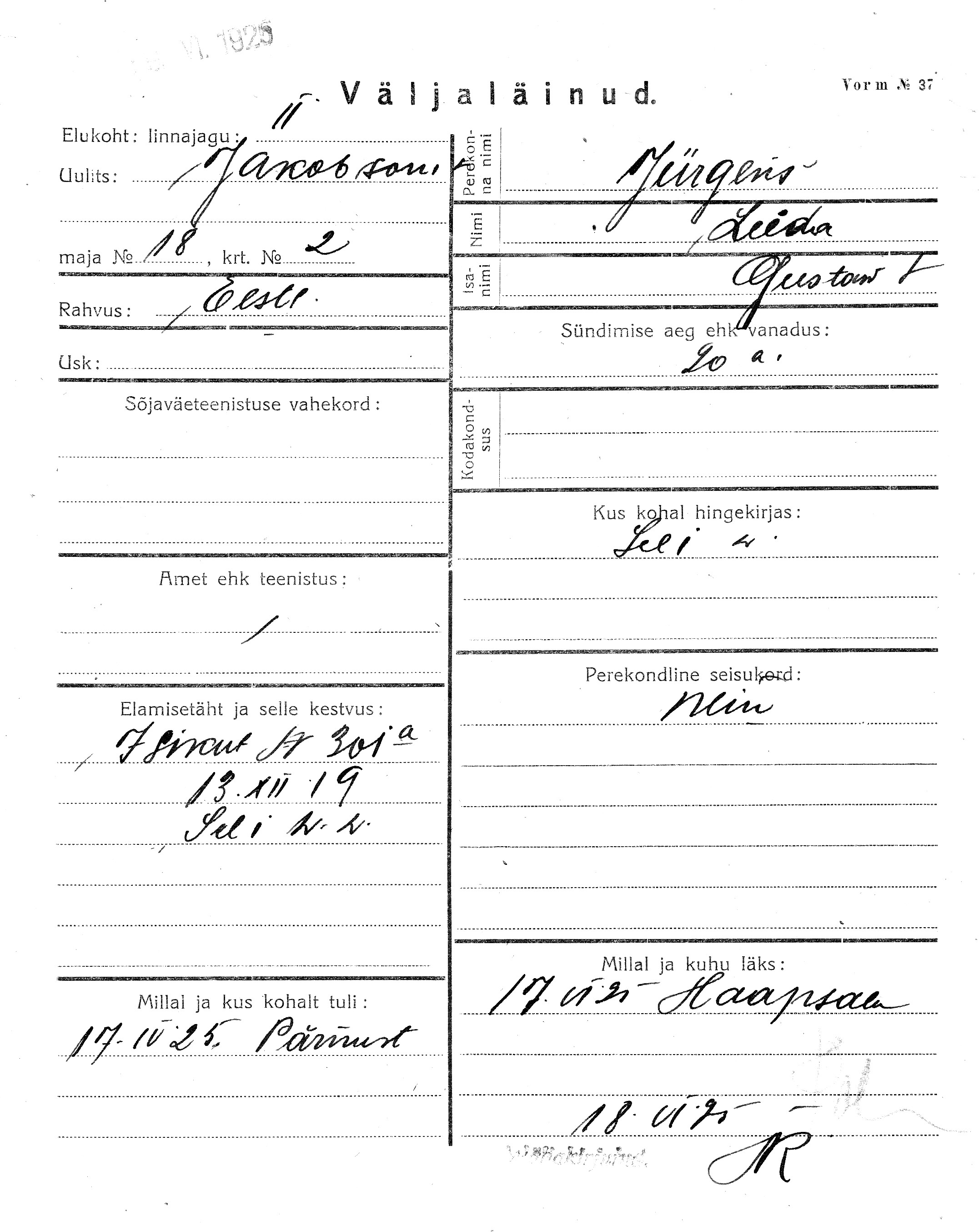 Jürgens, Leida, Gustaw