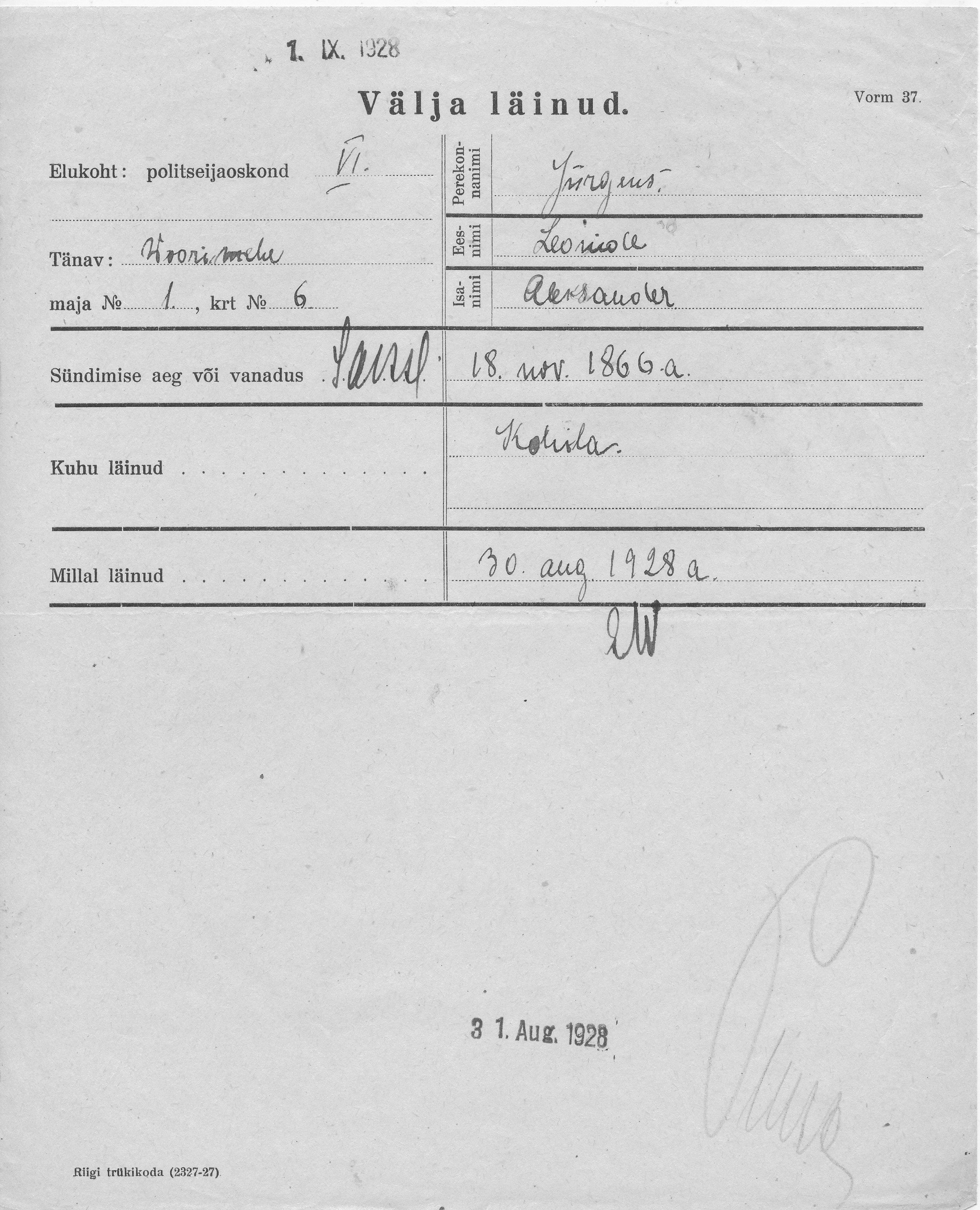 Jürgens, Leonide, Aleksander