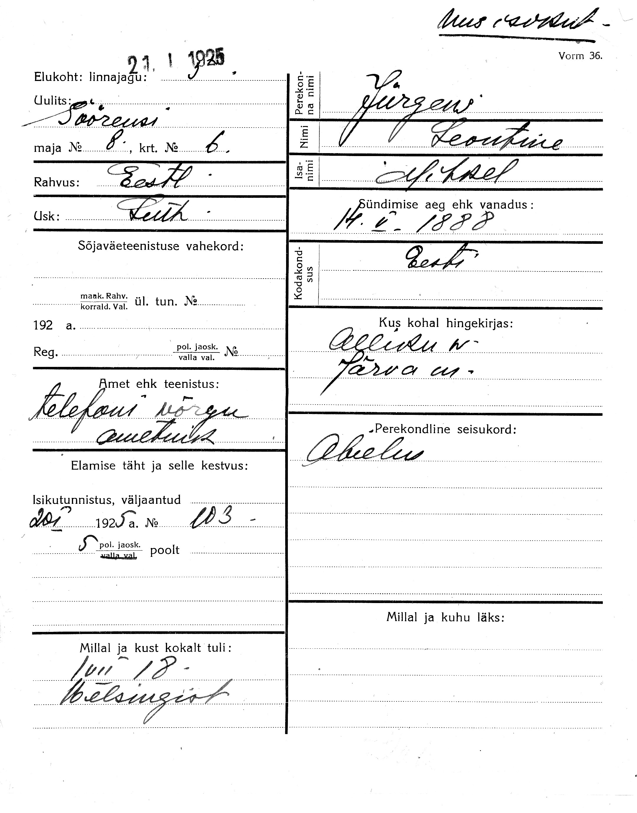 Jürgens, Leontine, Mihkel