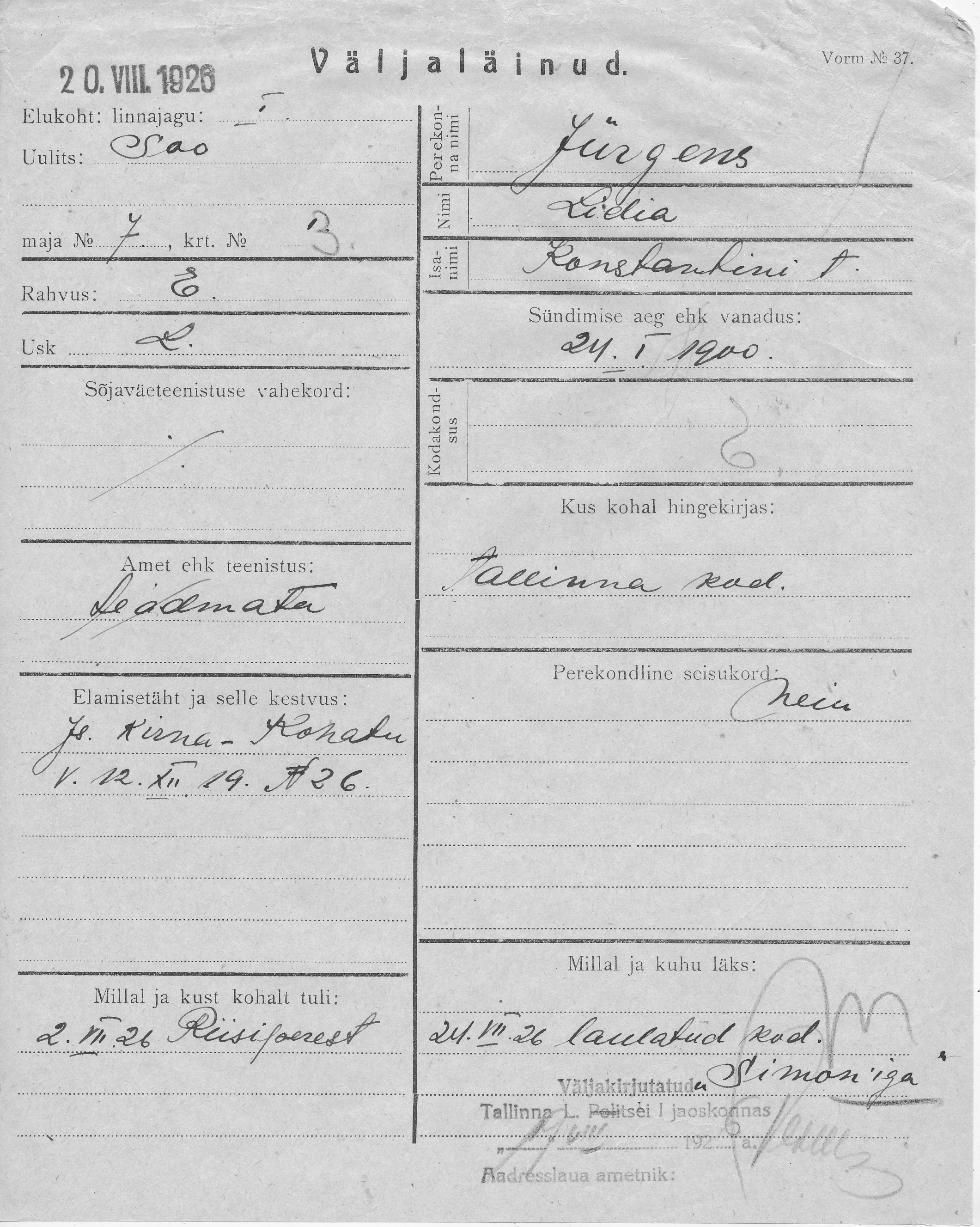 Jürgens, Lidia, Konstantin