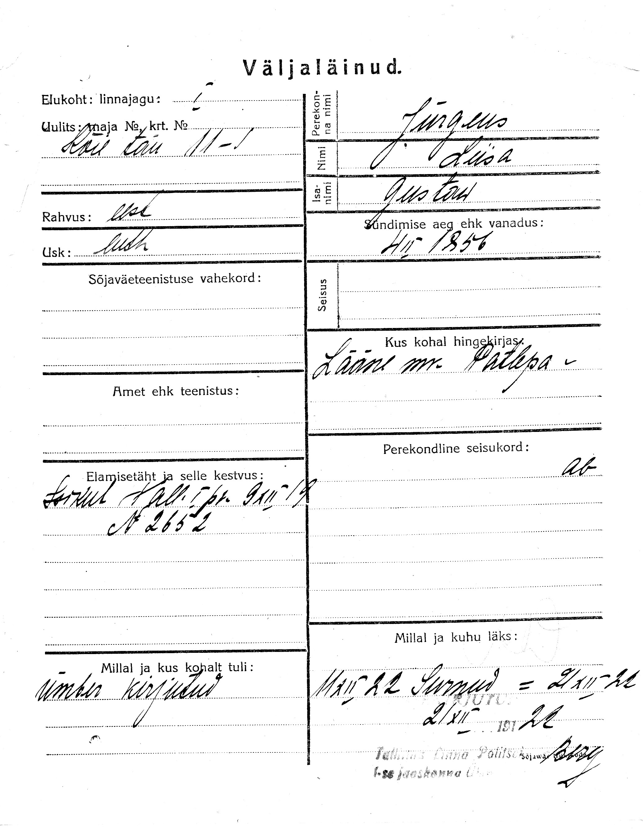 Jürgens, Liisa, Gustaw