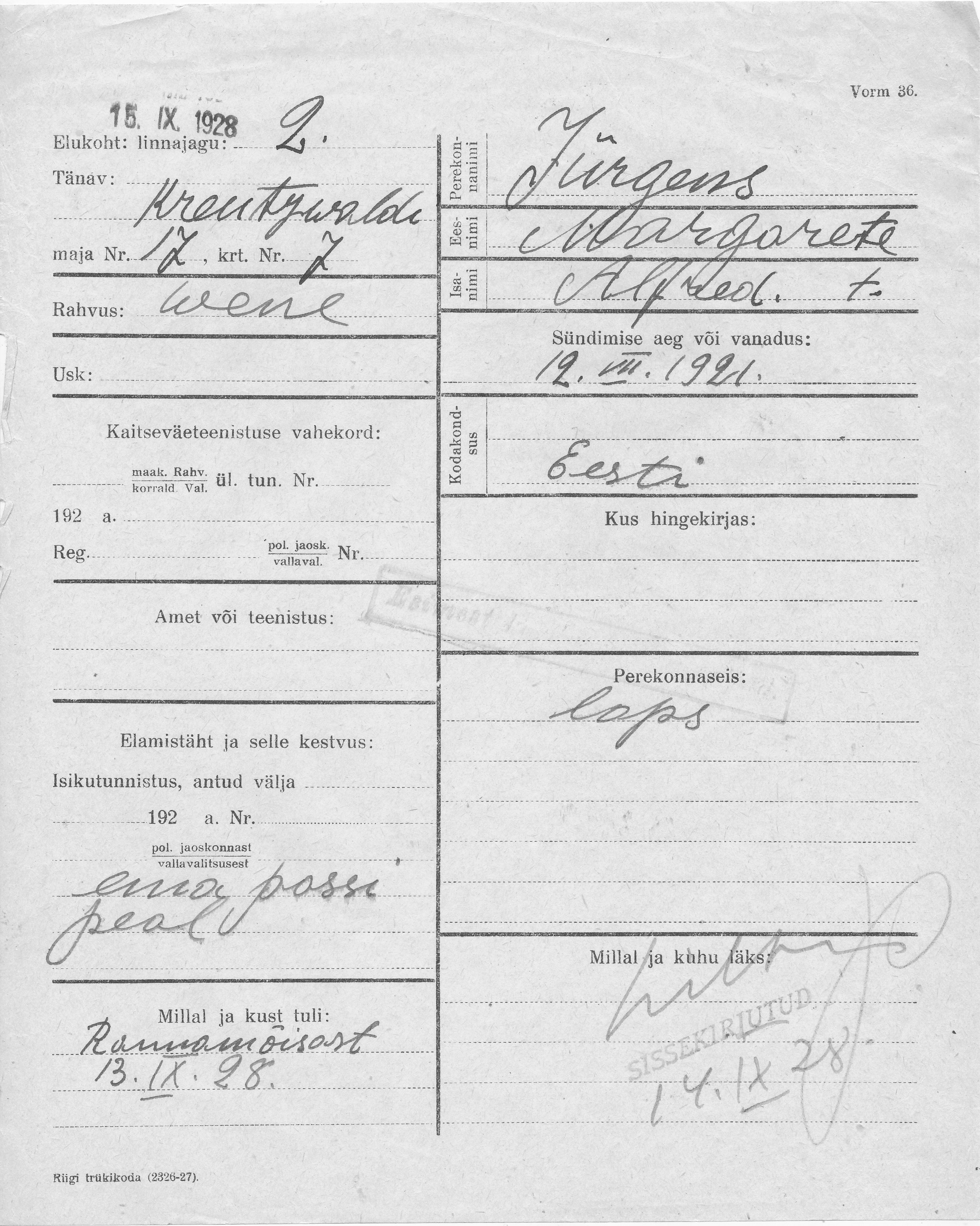 Jürgens, Margarete, Alfred