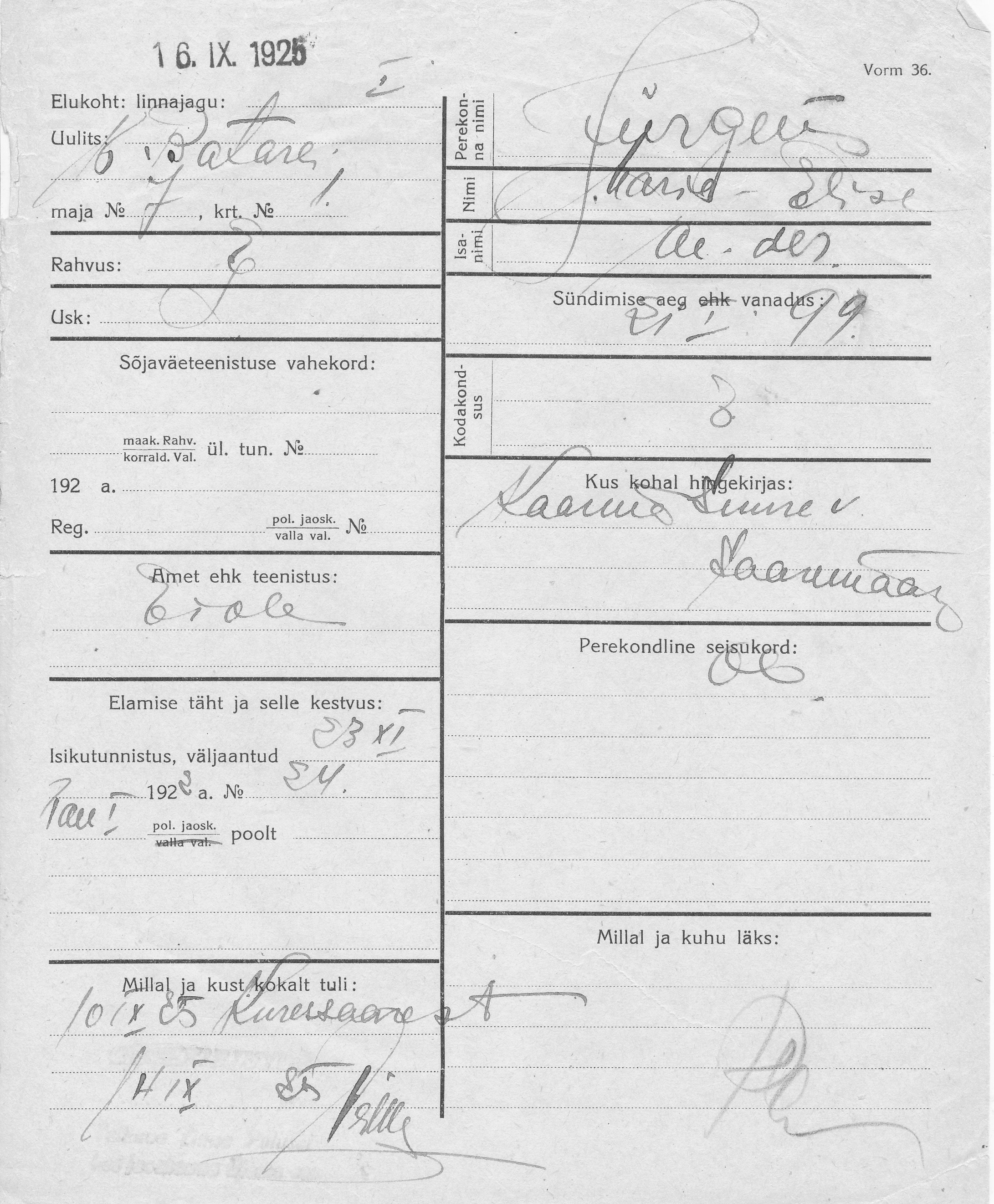 Jürgens, Marie-Elise, Aleksander