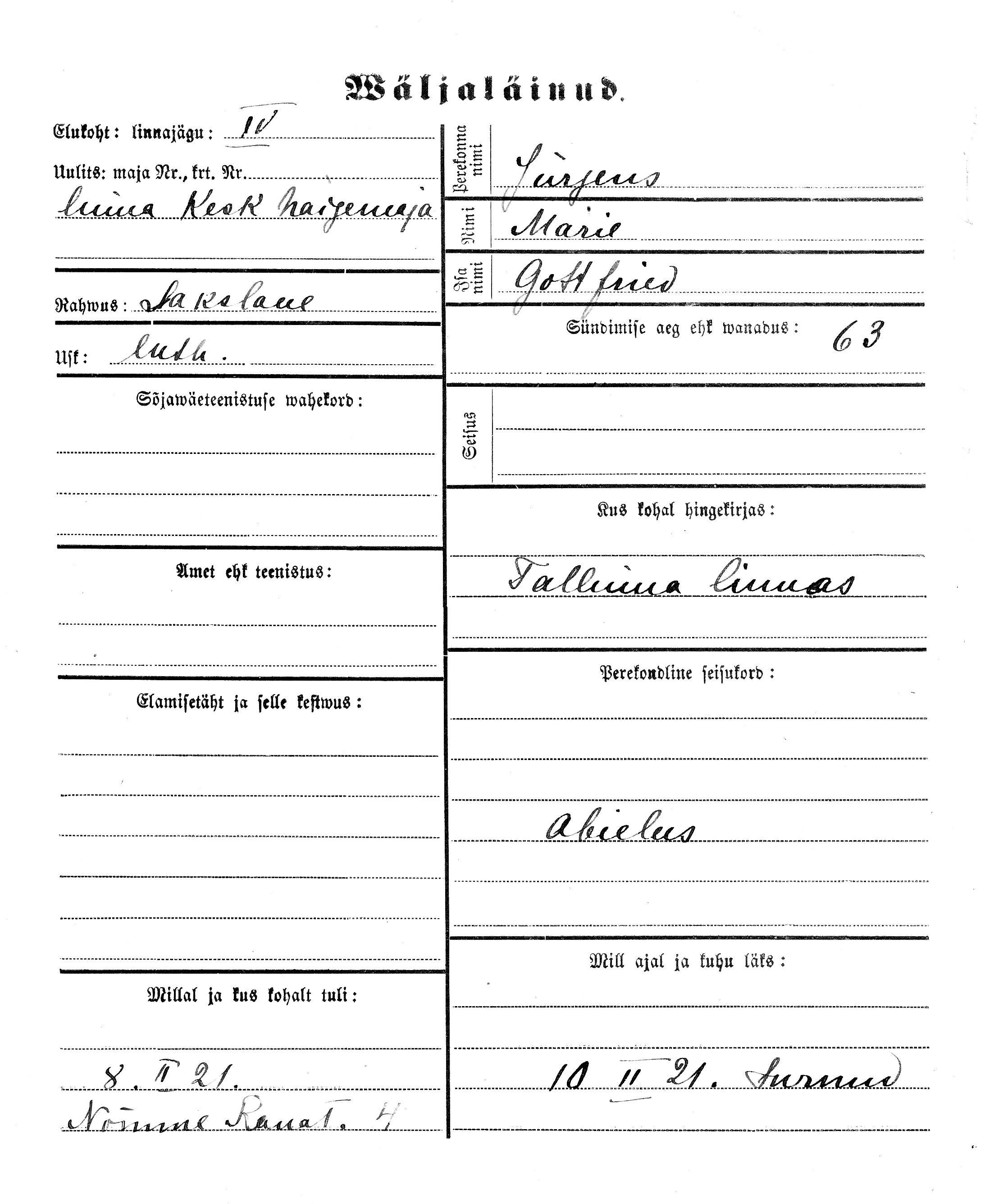 Jürgens, Marie, Gottfried