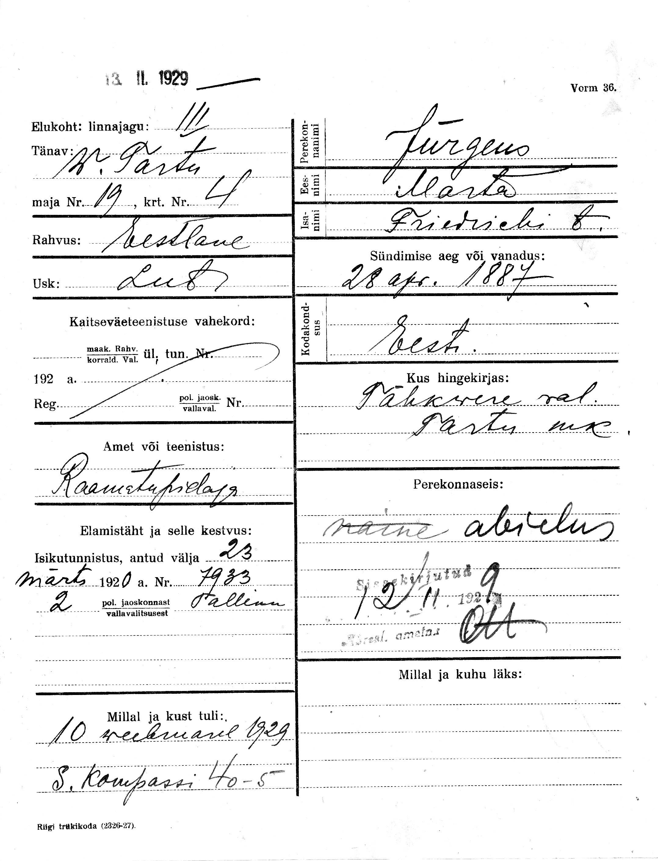 Jürgens, Marta, Friedrich