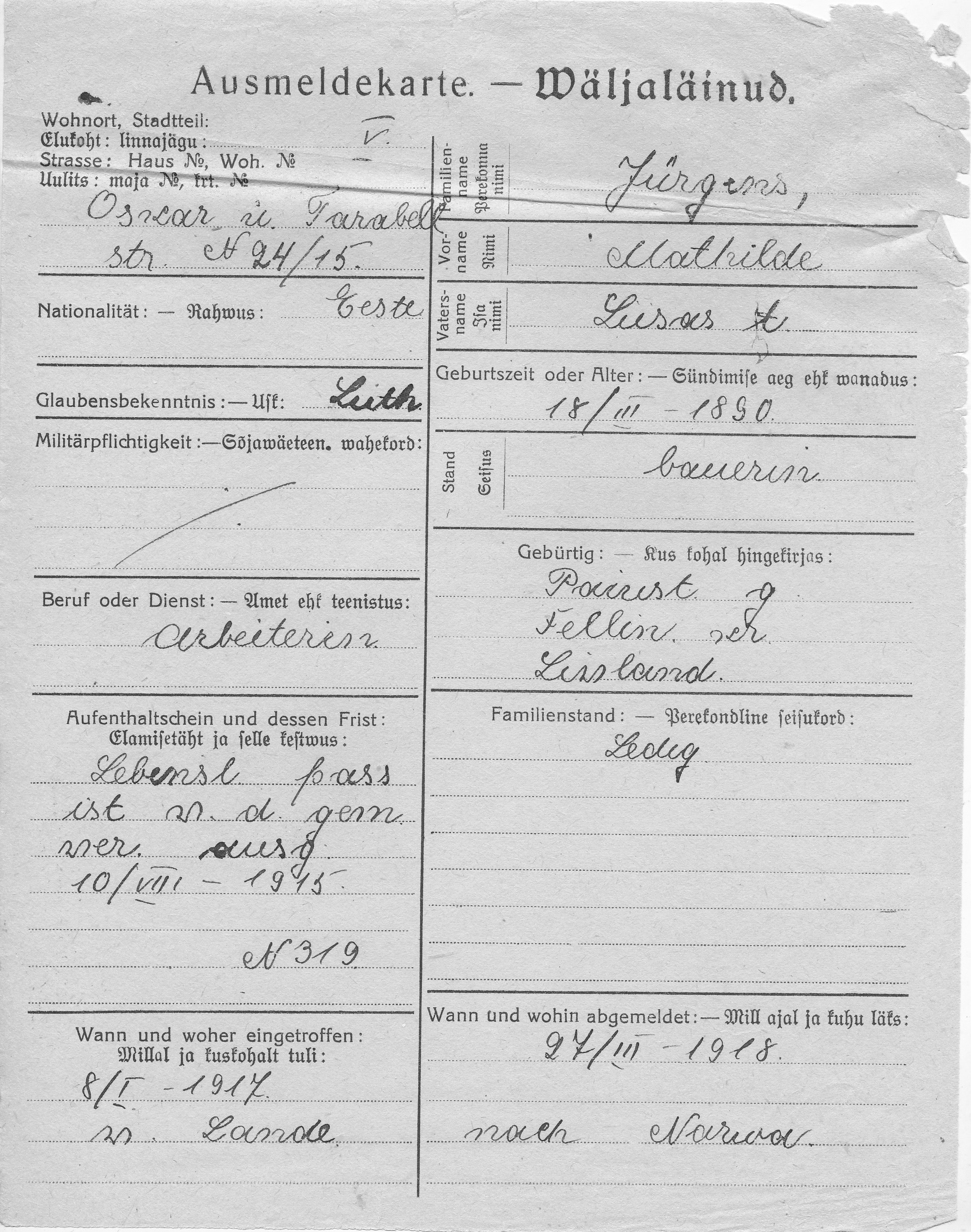 Jürgens, Mathilde, Liisa