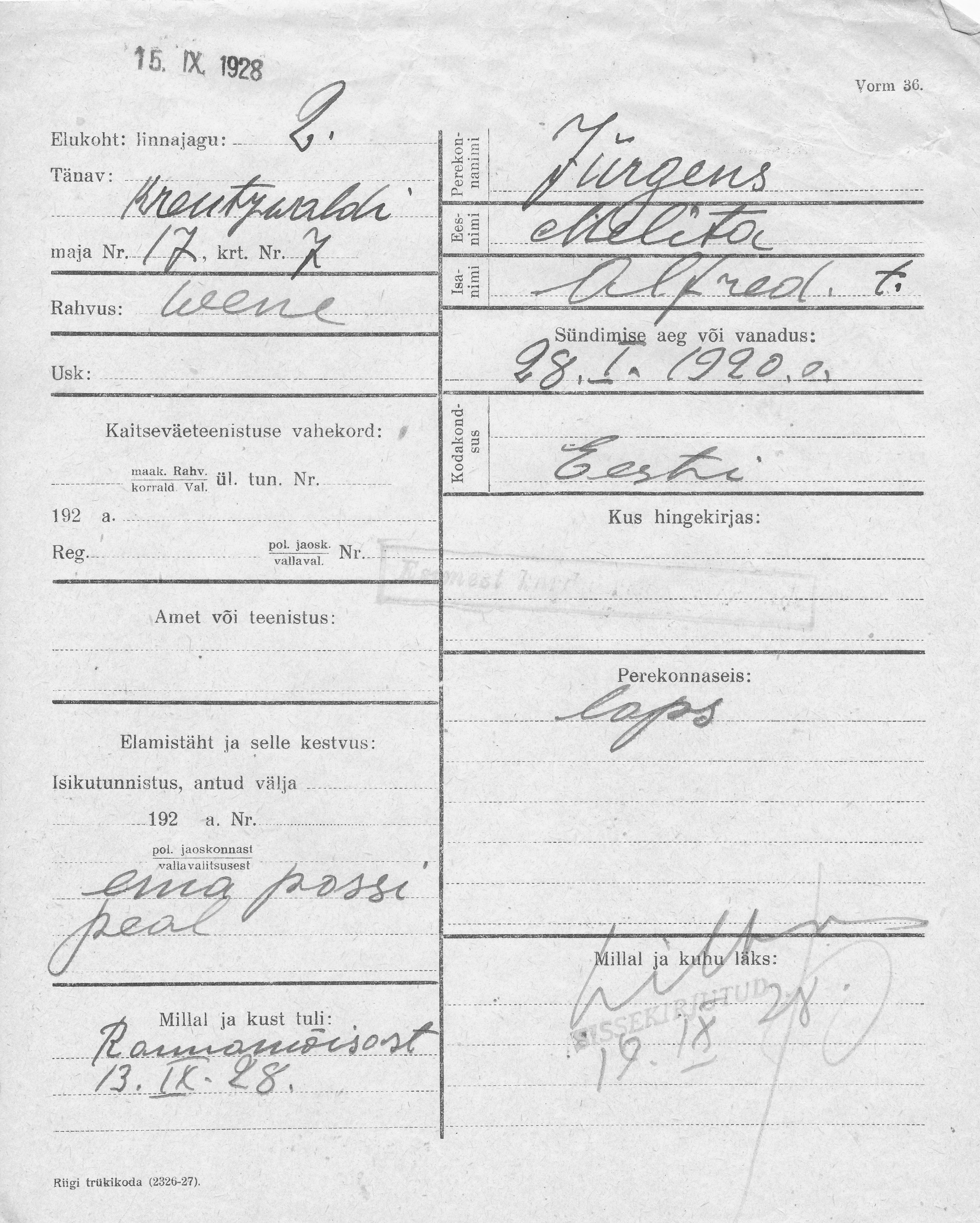 Jürgens, Melita, Alfred