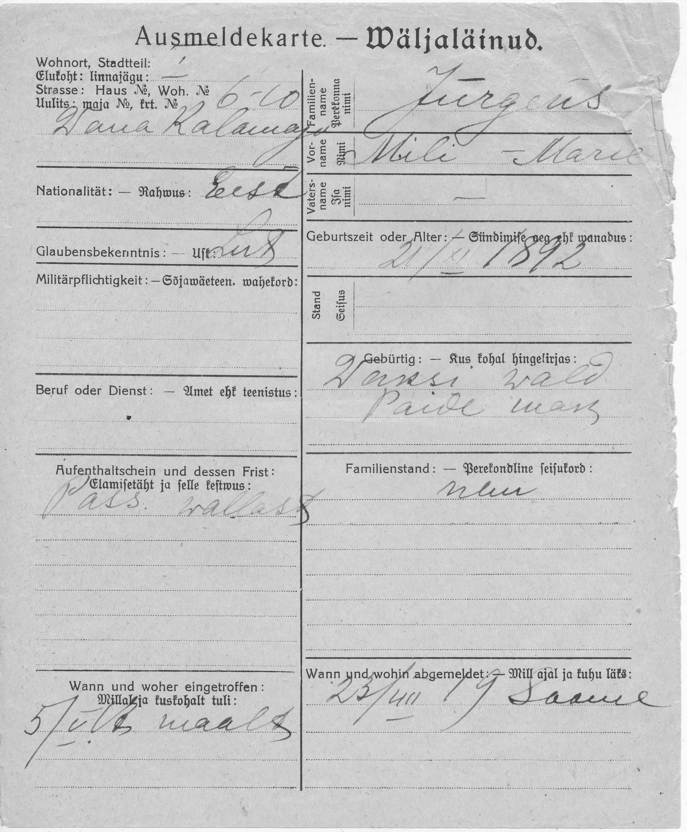 Jürgens, Mili-Marie