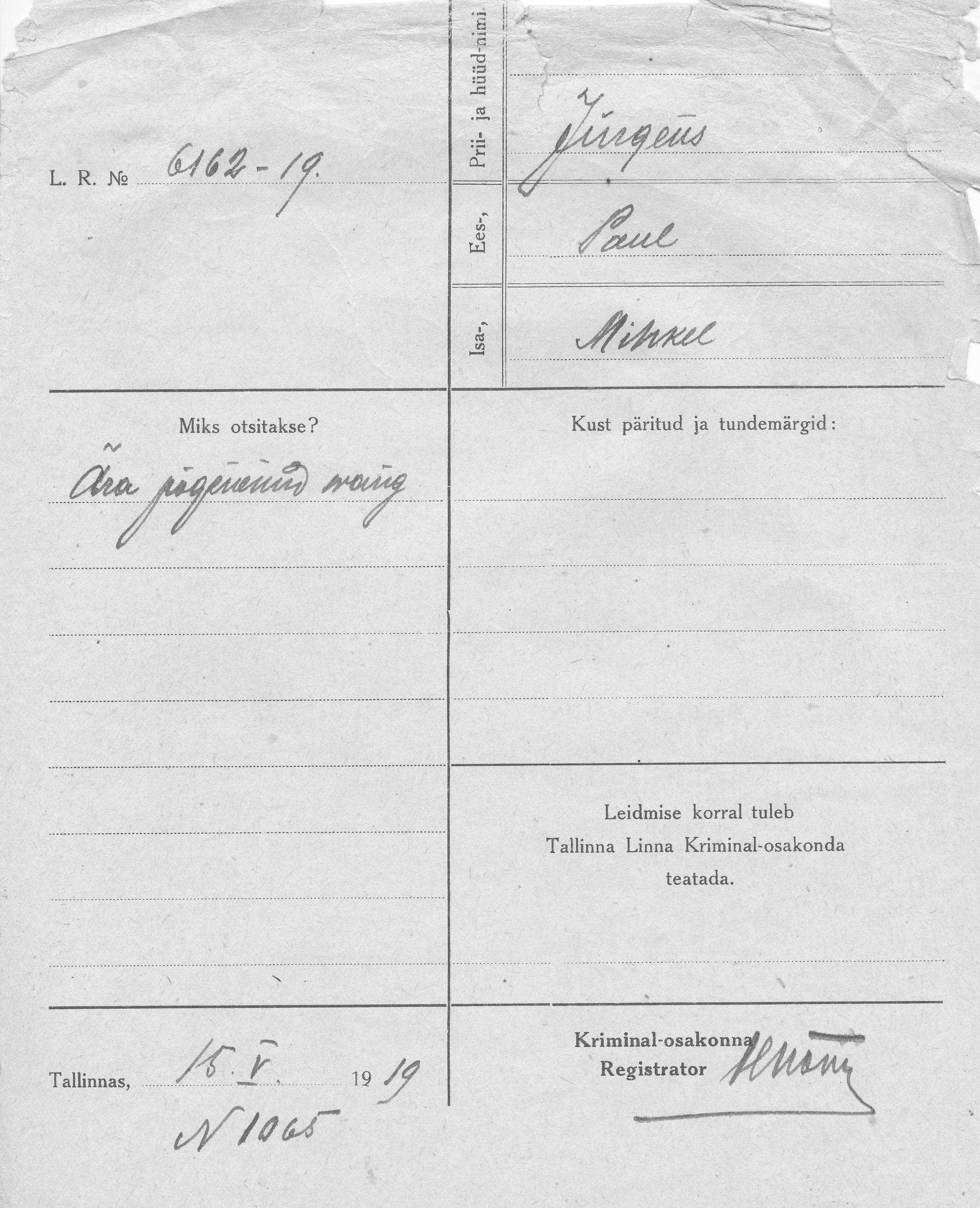 Jürgens, Paul, Mihkel