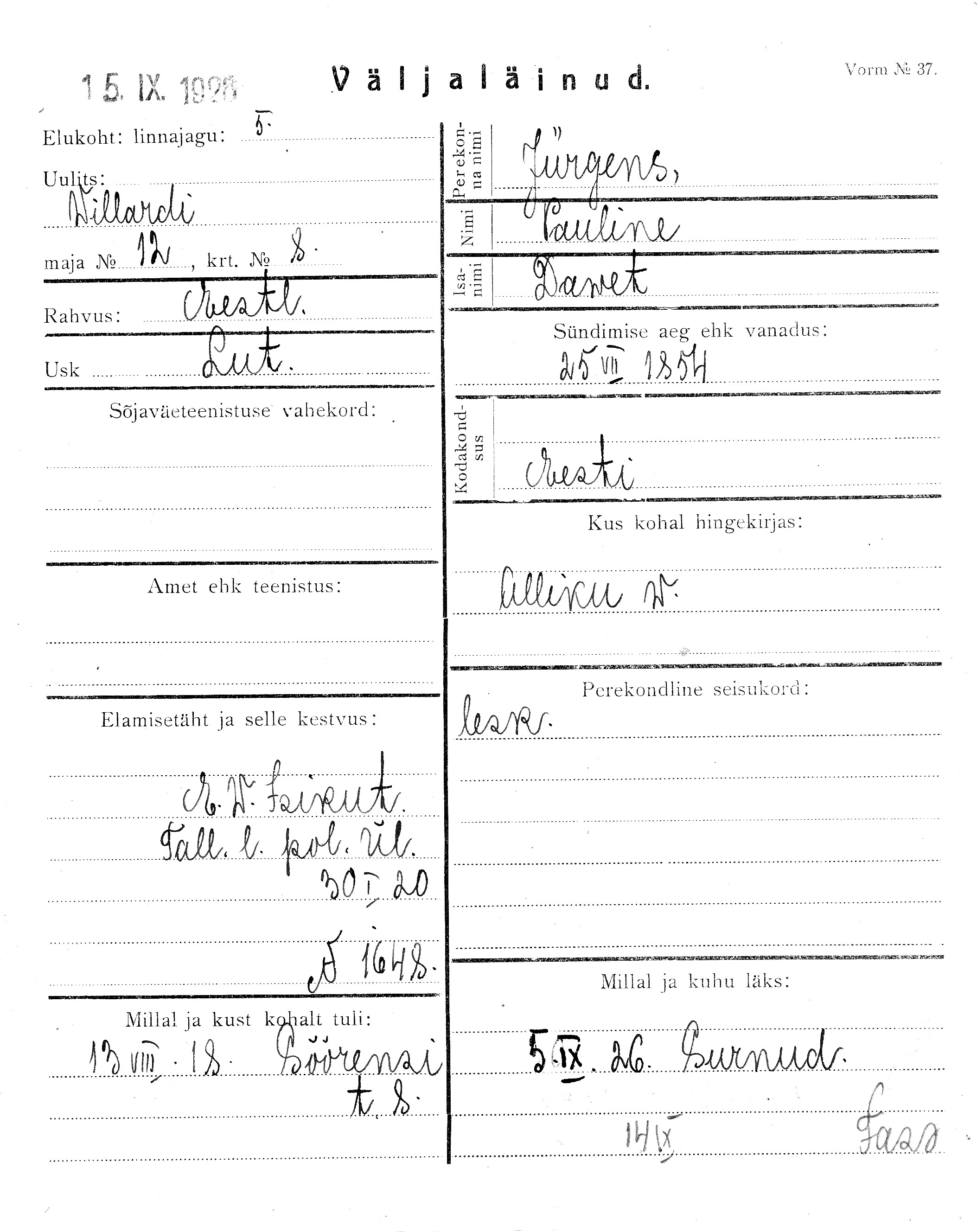 Jürgens, Pauline, Dawet